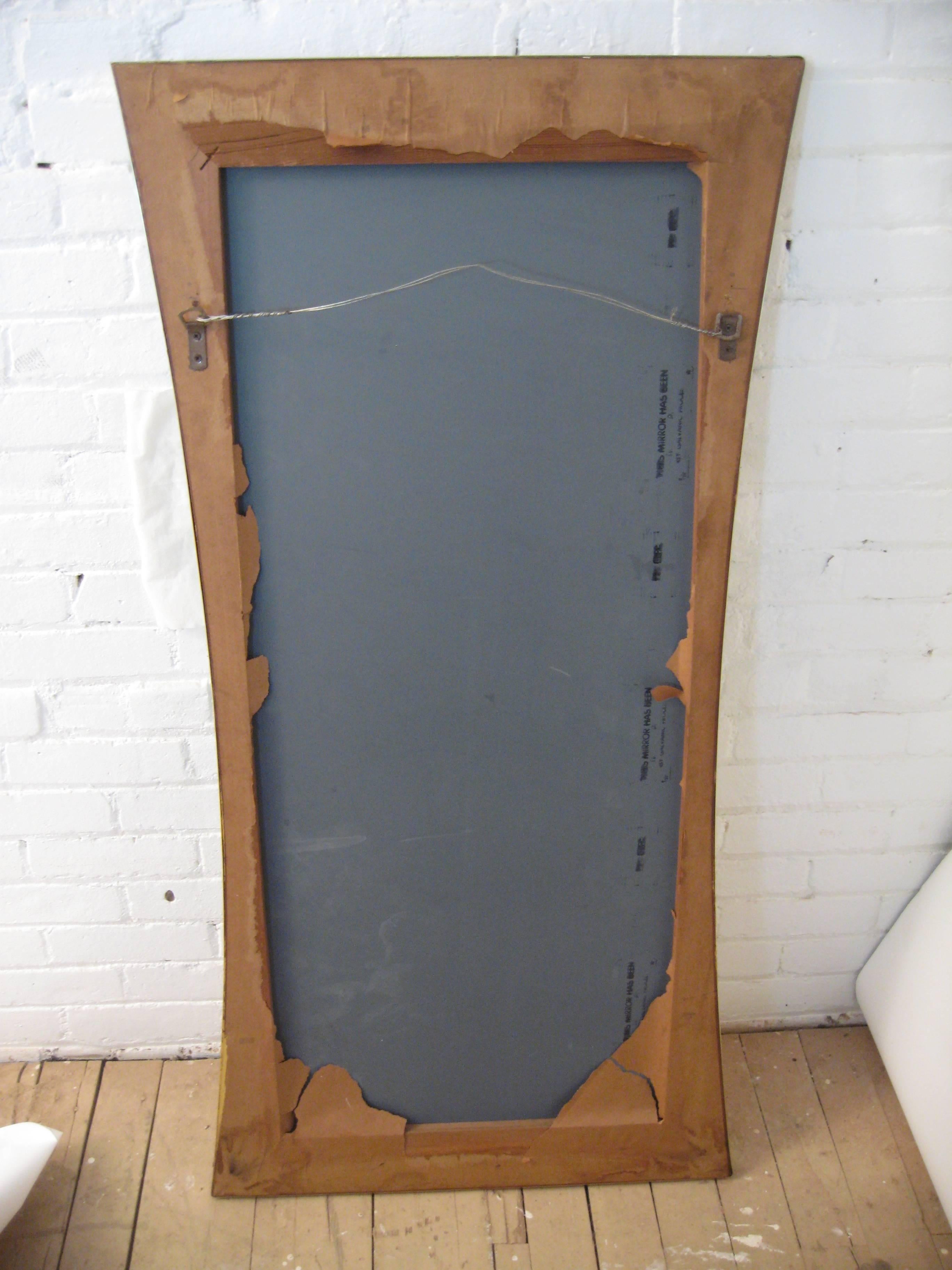 1950s Moderne Waisted Beveled Mirror In Good Condition In Garnerville, NY
