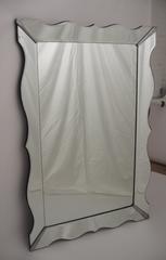 Massive Hollywood Regency Moderne Scalloped Bevelled Mirror