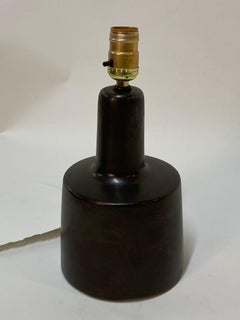 Martz Marshall Studios Dark Matte Brown Pottery Table Lamp