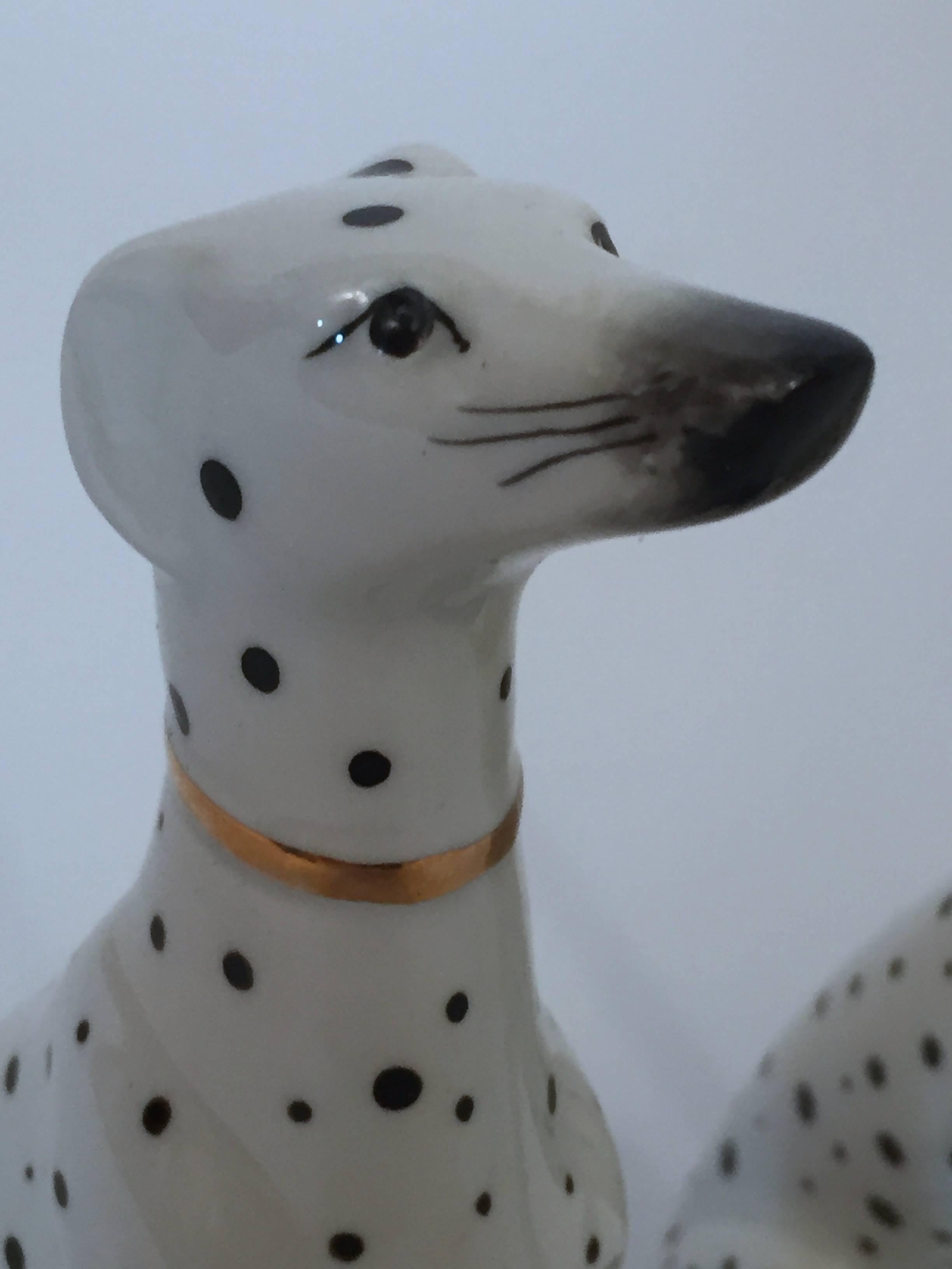 Edwardian Pair of Fitz and Floyd Porcelain Hand-Painted Dalmatians