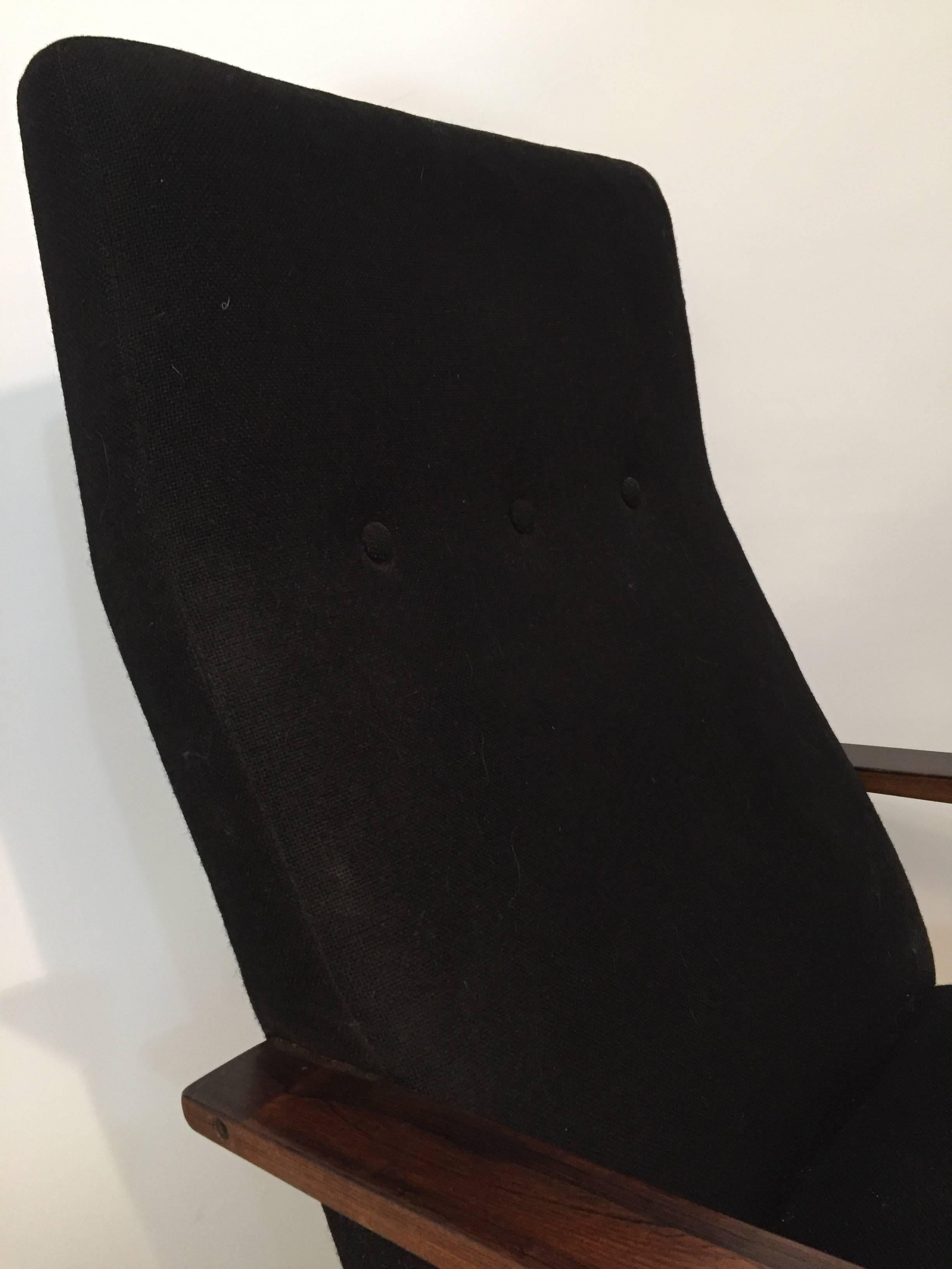Veneer Rosewood Rocking Chair Manner of Mitsumasa Sugasawa for Tendo Mokko