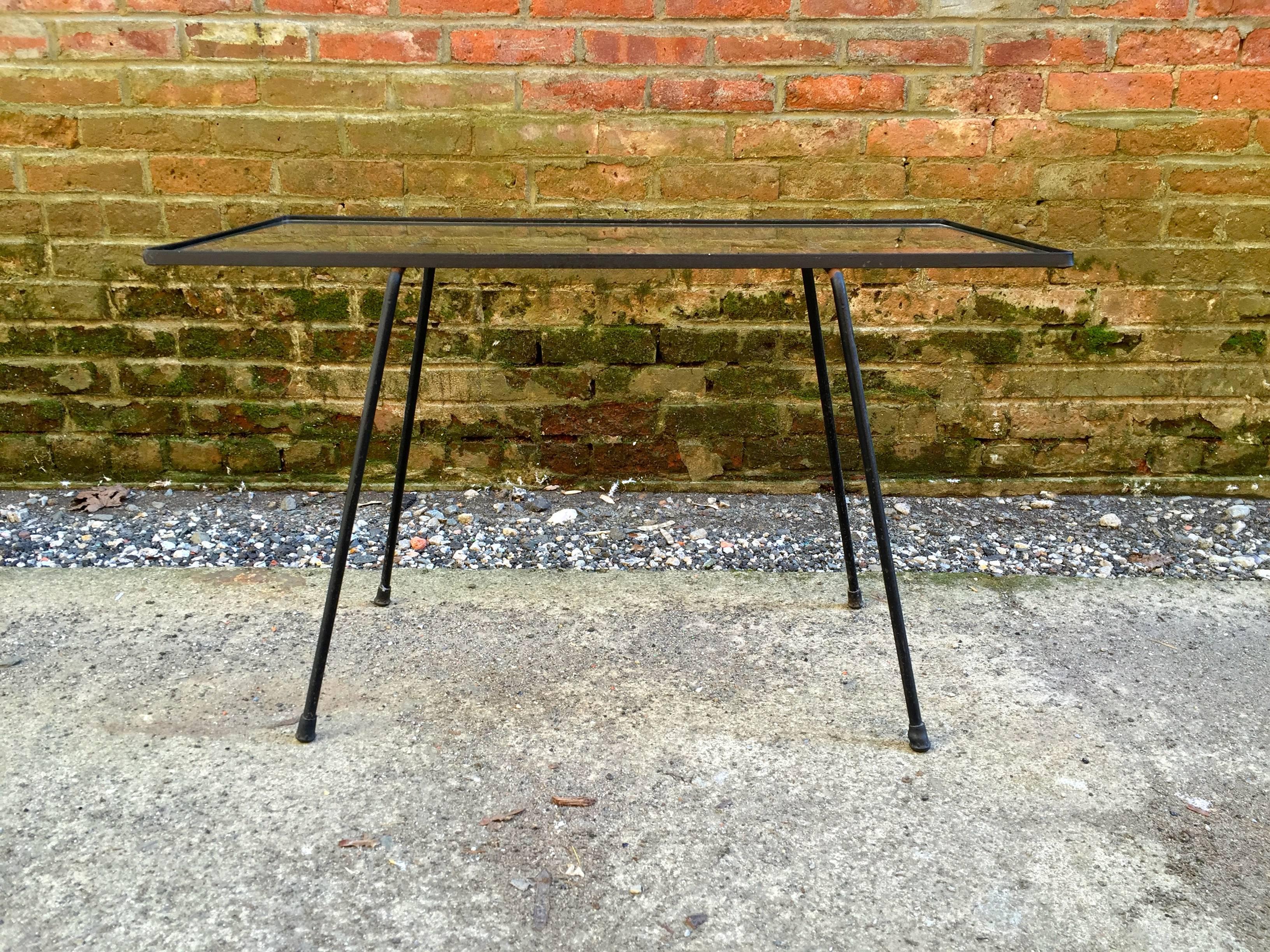 American Paul McCobb Style Iron and Glass Side Table