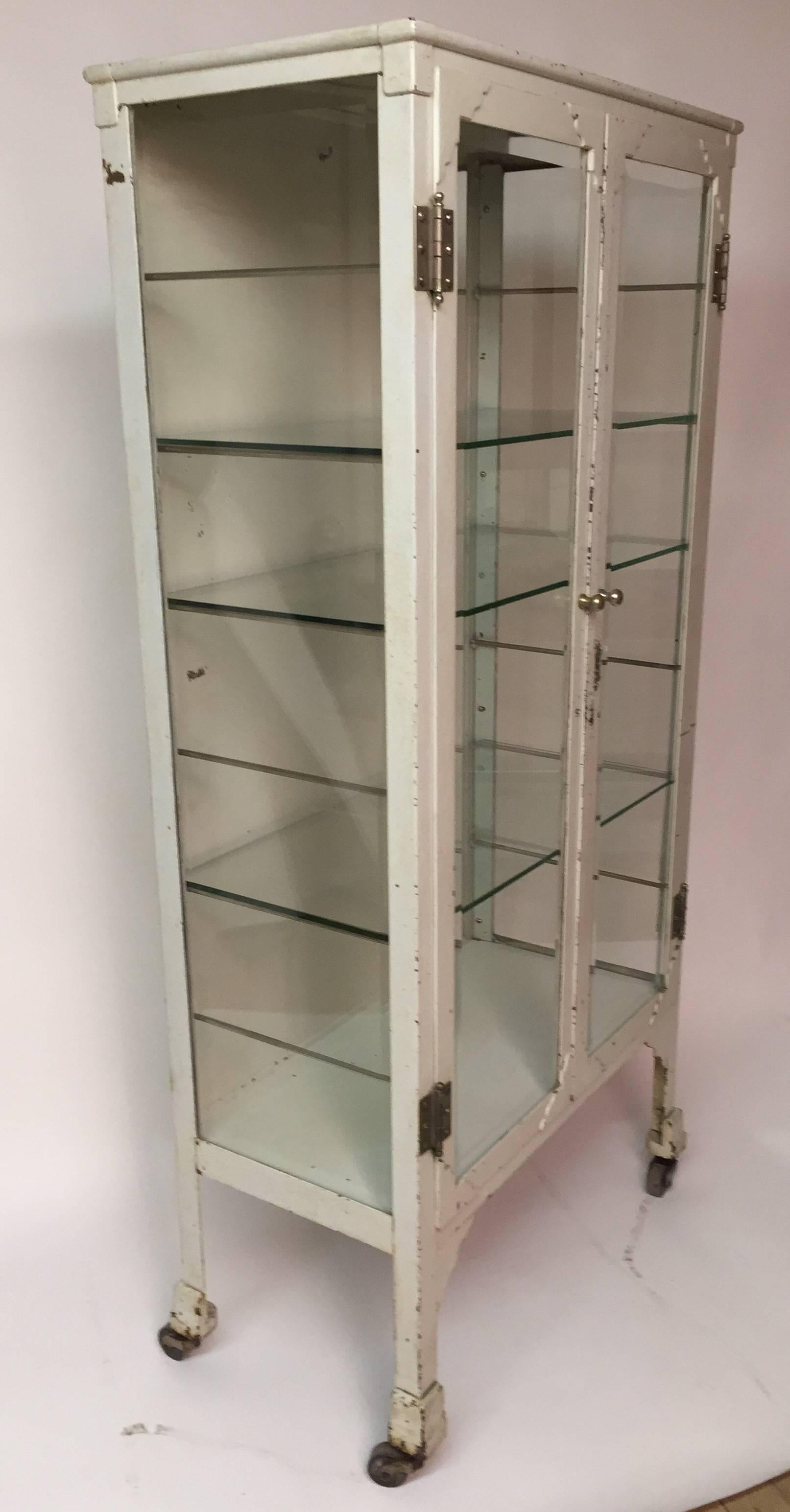 1920s Steel and Bevel Glass Medical Cabinet 3