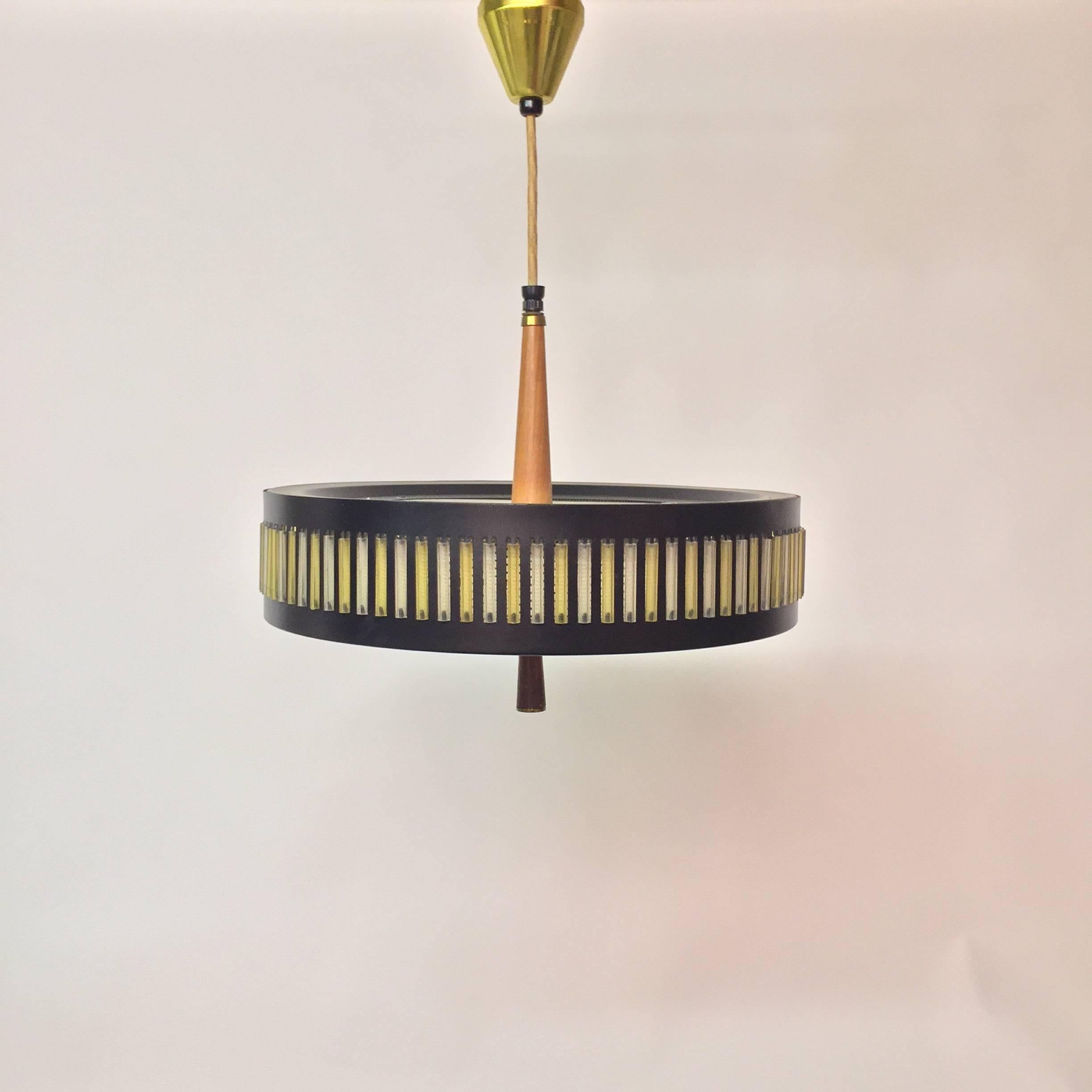 Mid-20th Century Globe Flying Saucer Pendant Light Fixture