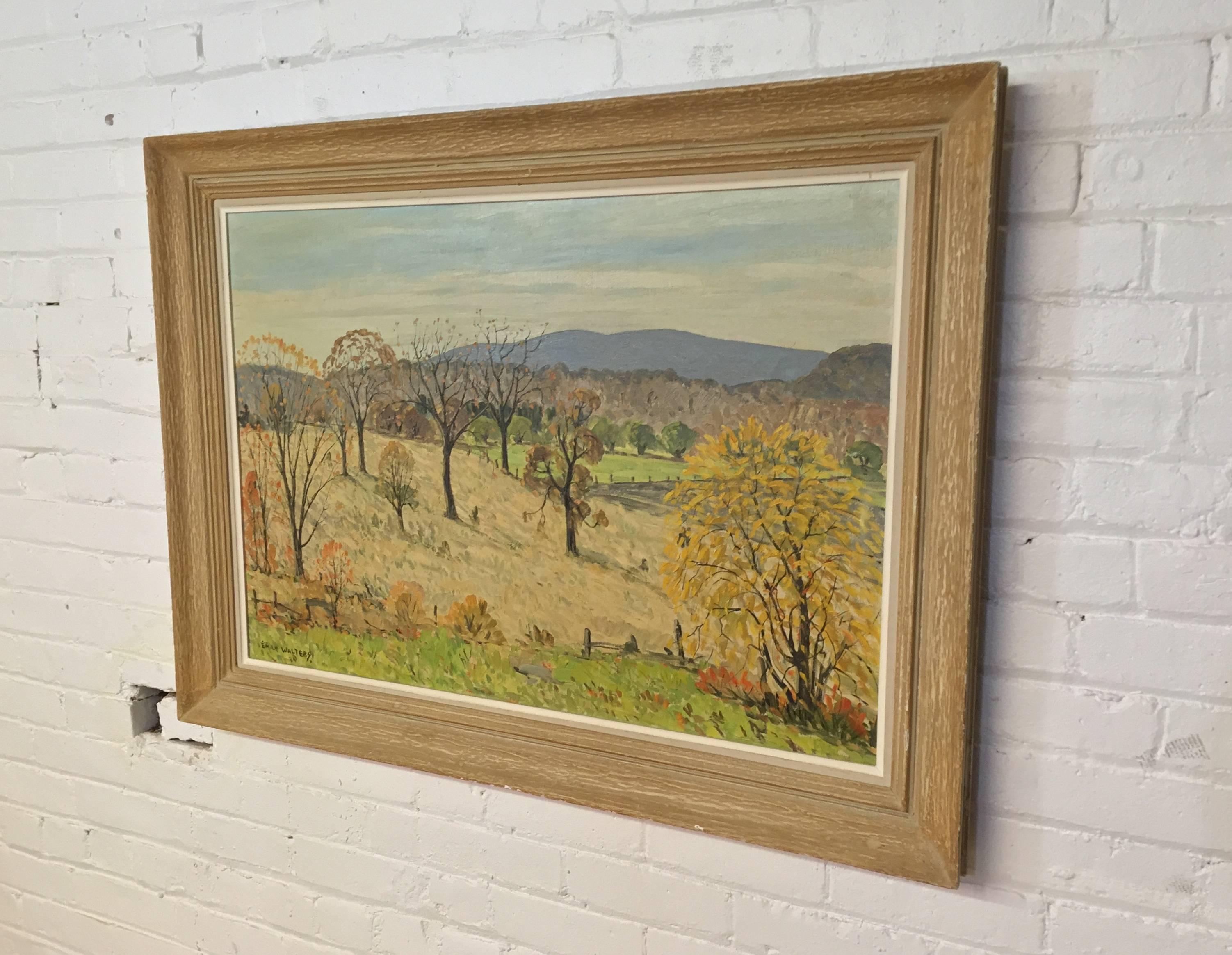 Emile Walters Hudson Valley Pastoral Landscape Painting In Excellent Condition In Garnerville, NY