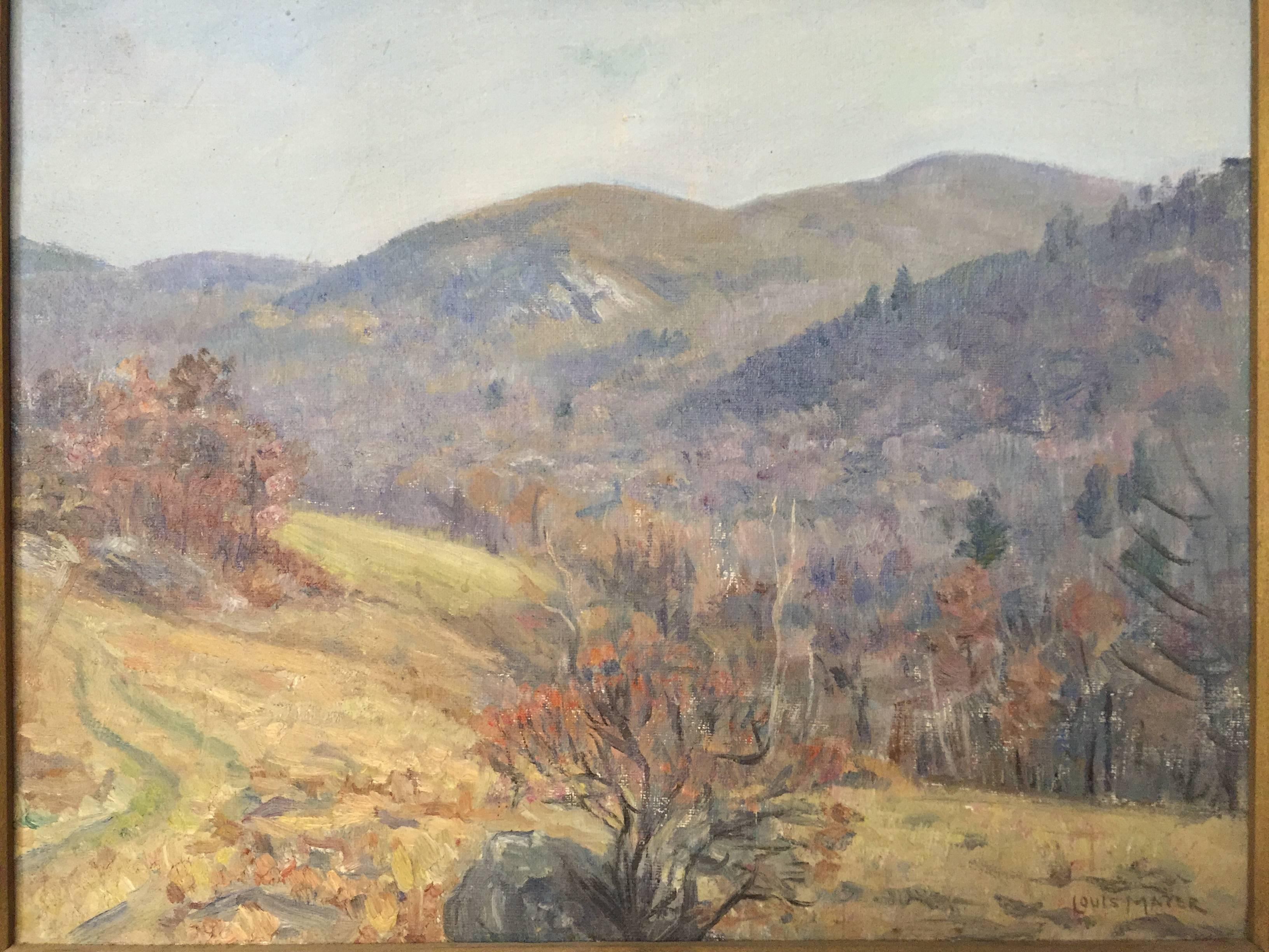 Arts and Crafts Louis Mayer Painting of Fishkill Mountain Hudson Valley, New York