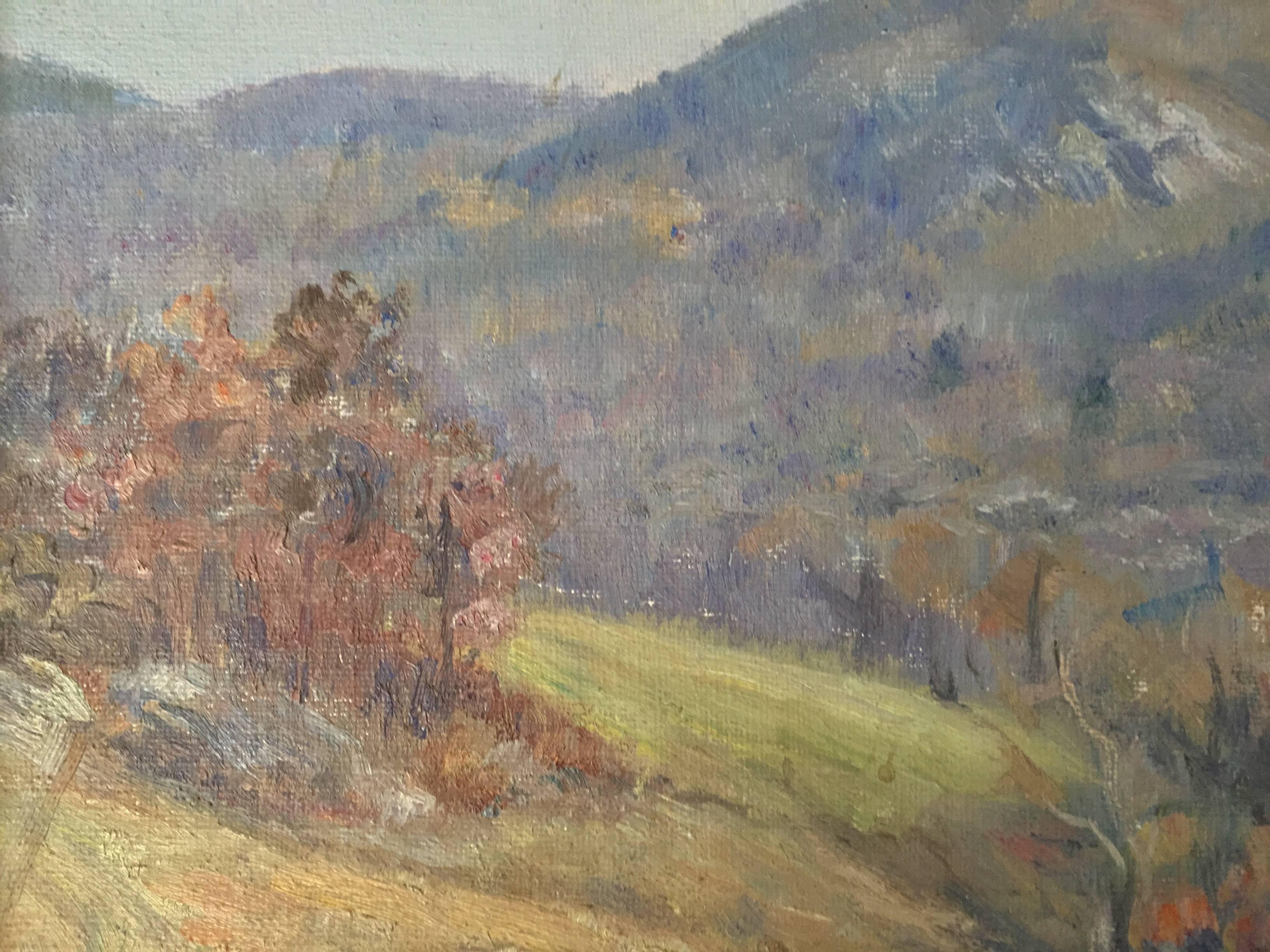 Louis Mayer Painting of Fishkill Mountain Hudson Valley, New York In Good Condition In Garnerville, NY