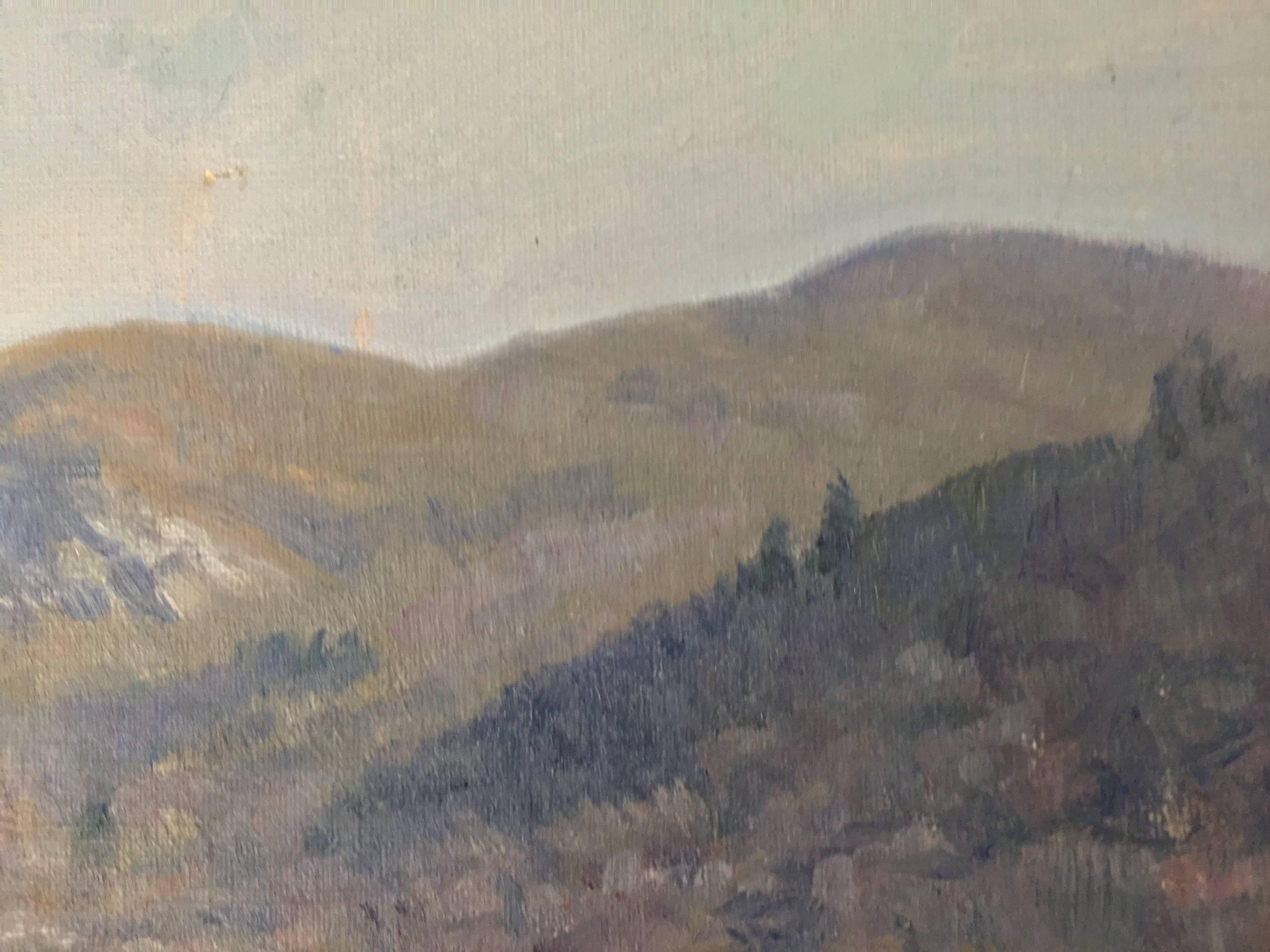 Louis Mayer Painting of Fishkill Mountain Hudson Valley, New York 1