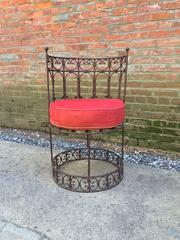 Oscar Bach Style Iron Barrel Back Chair