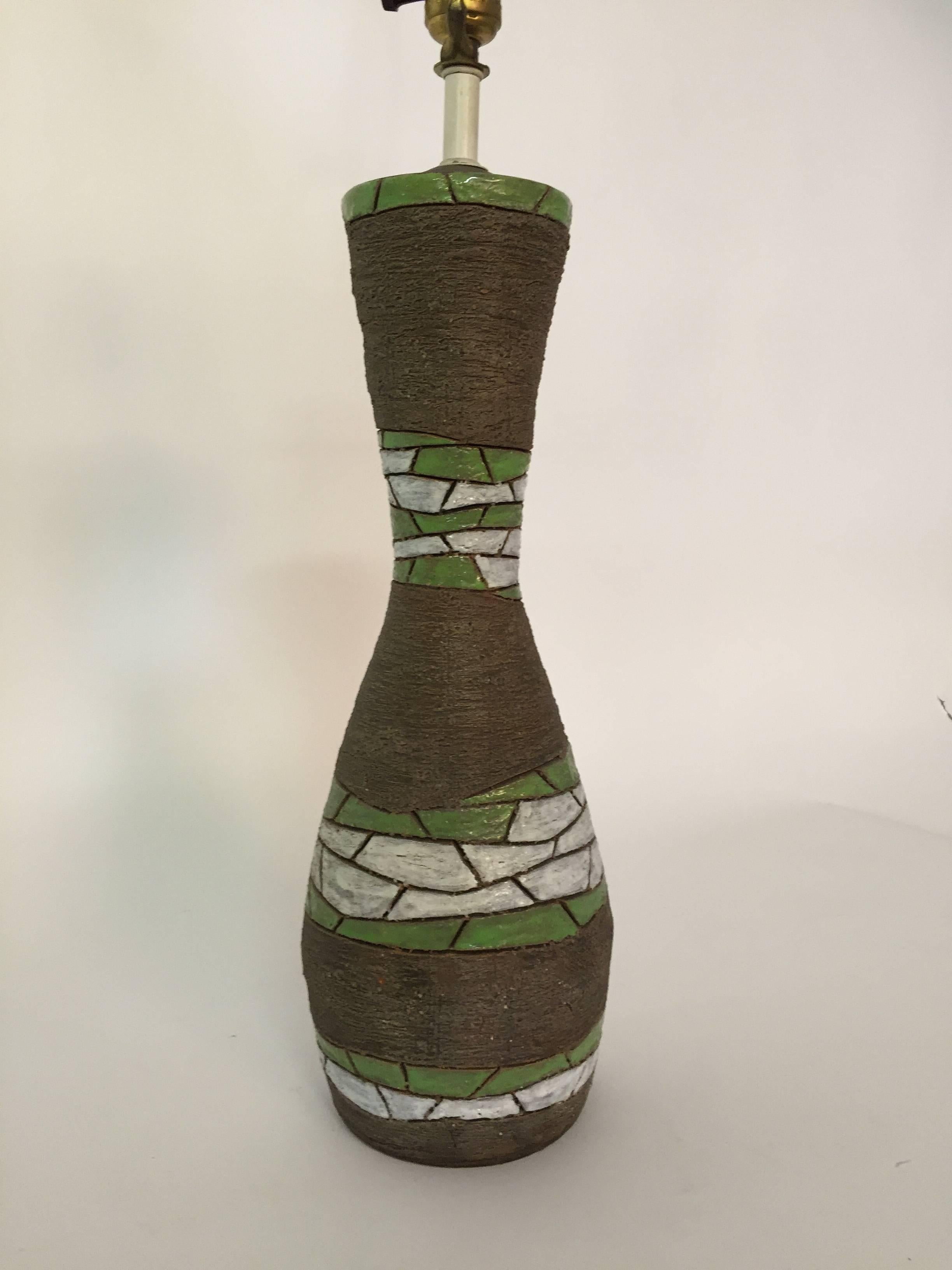 Italian Aldo Londi for Bitossi Raymor Pottery Table Lamp