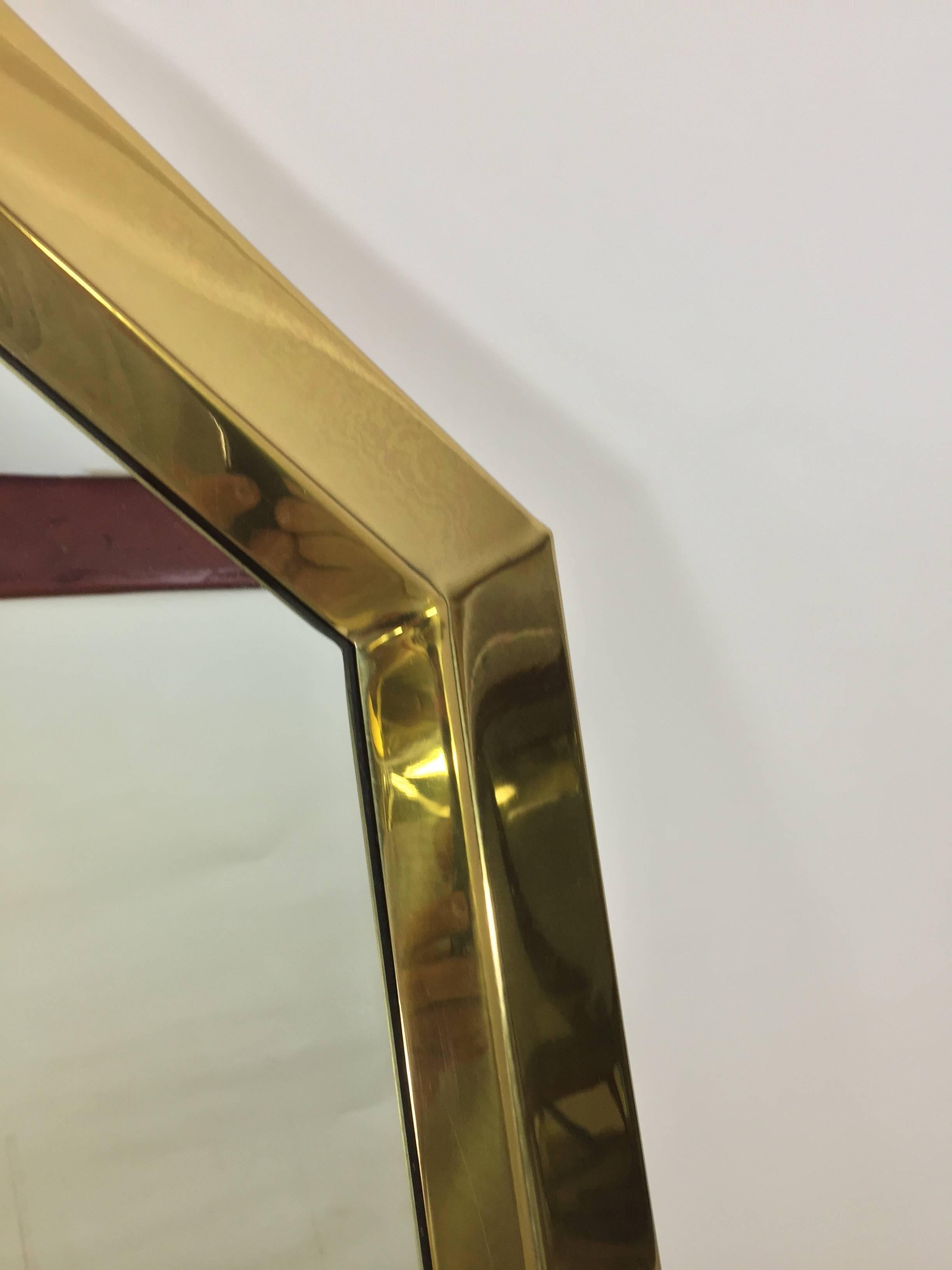 American 1970s Octagonal Brass Mirror