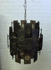 Mid-Century Modern Smoke Panel Tiered Swag Pendant Lamp