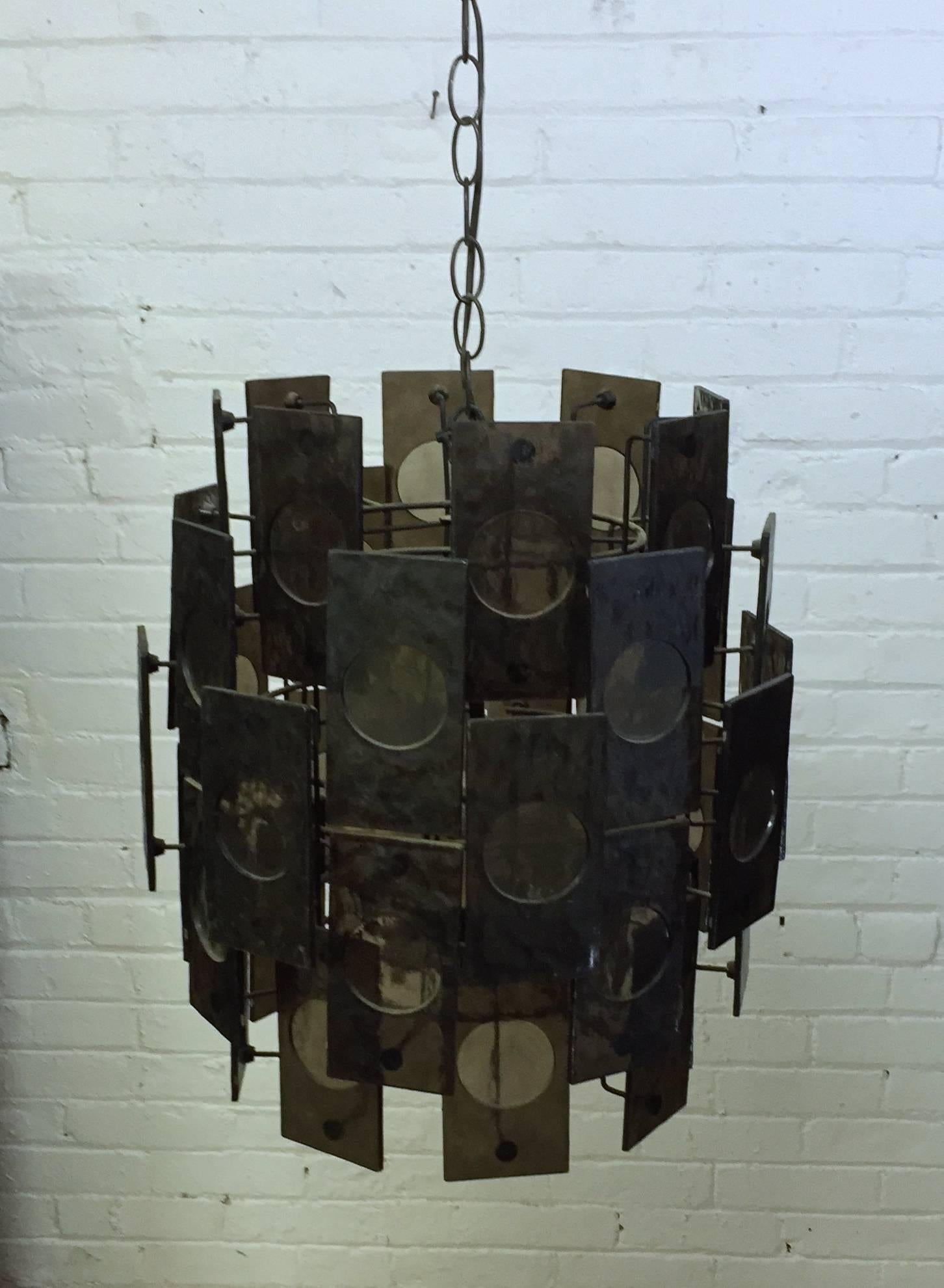 Mid-Century Modern Smoke Panel Tiered Swag Pendant Lamp 2