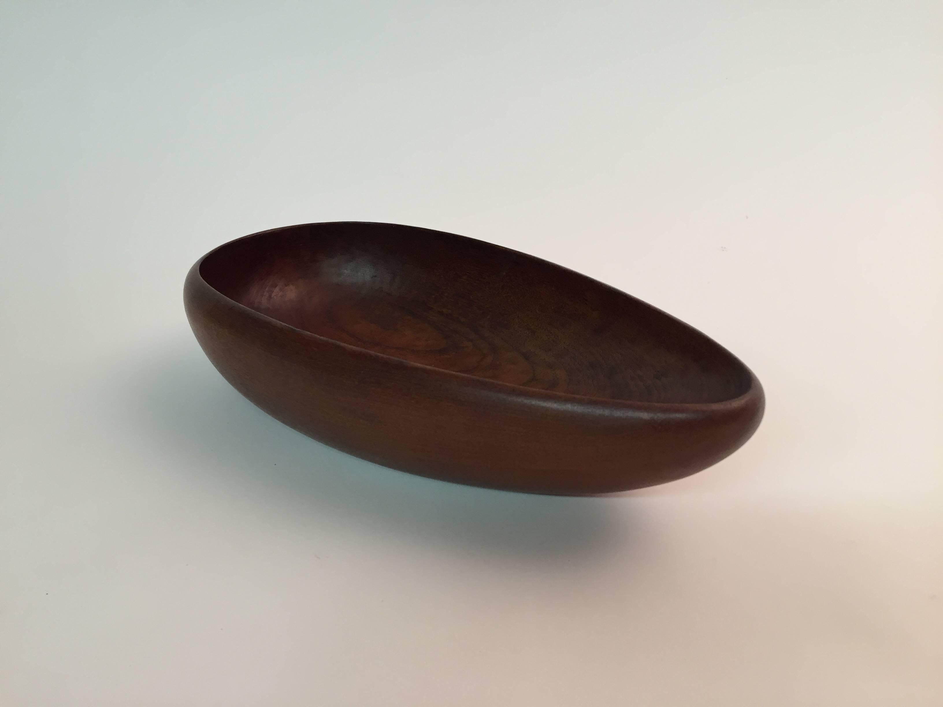 Carved Danish Laur. Jensen Teak Wooden Wares Teardrop Bowl