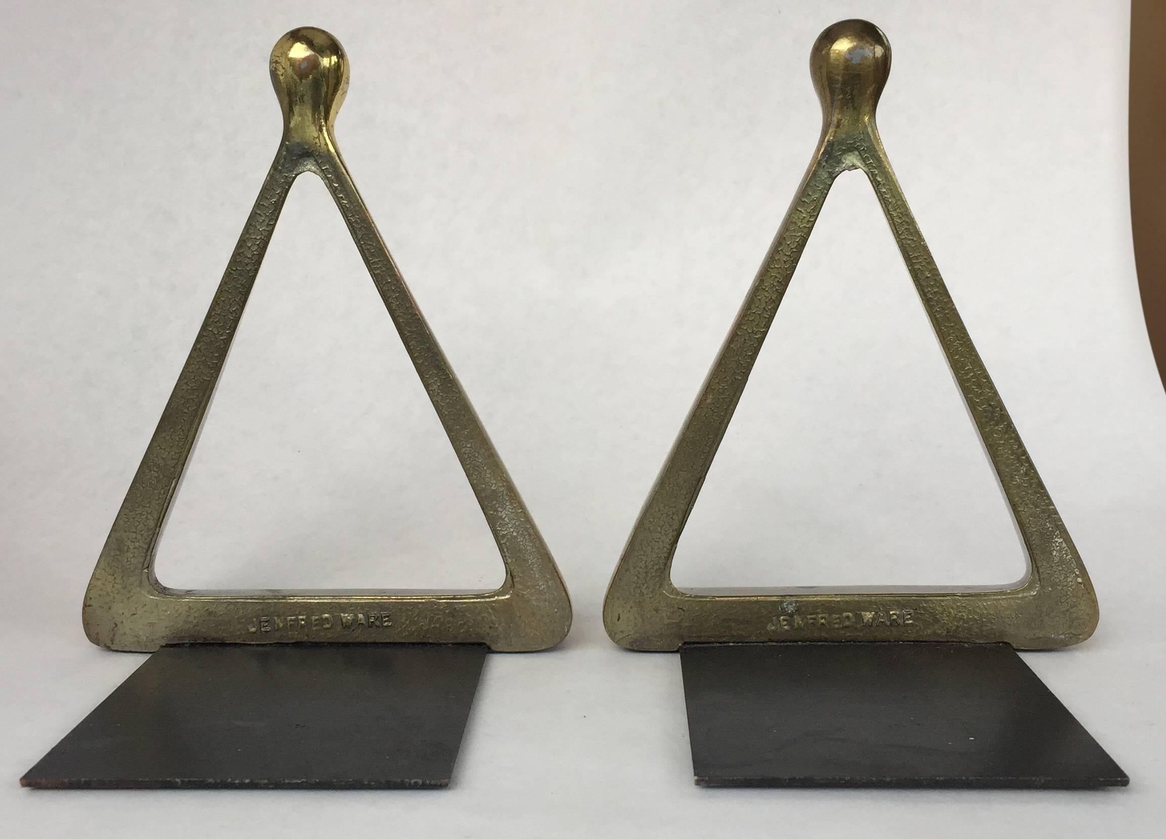 Ben Seibel Jenfred Ware Brass Bookends In Good Condition In Garnerville, NY