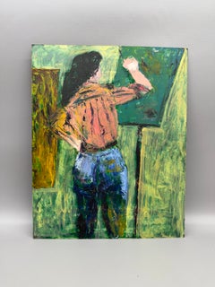 Artist at Her Easel Painting by Floss Romm Dworkin