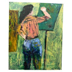 Artist at Her Easel Painting by Floss Romm Dworkin