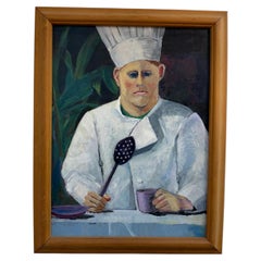 Floss Romm Dworkin Toque Wearing Chef's Portrait Painting, 1991, Yes, Chef!