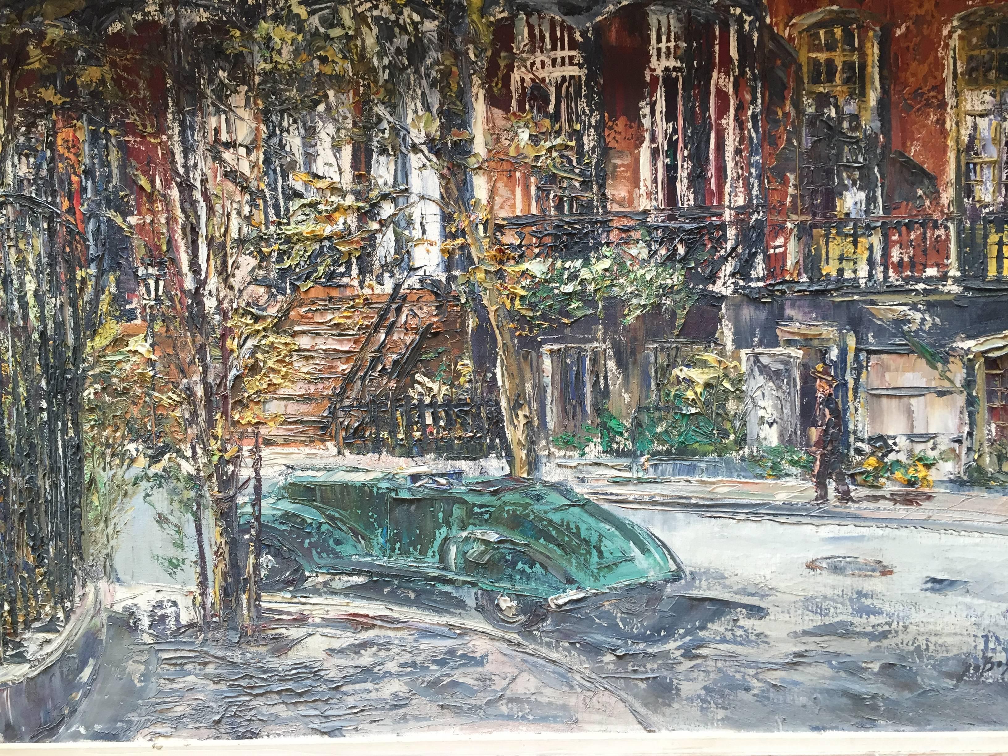 Mid-20th Century George Bossek Painting of Gramercy Park NYC, 1950s