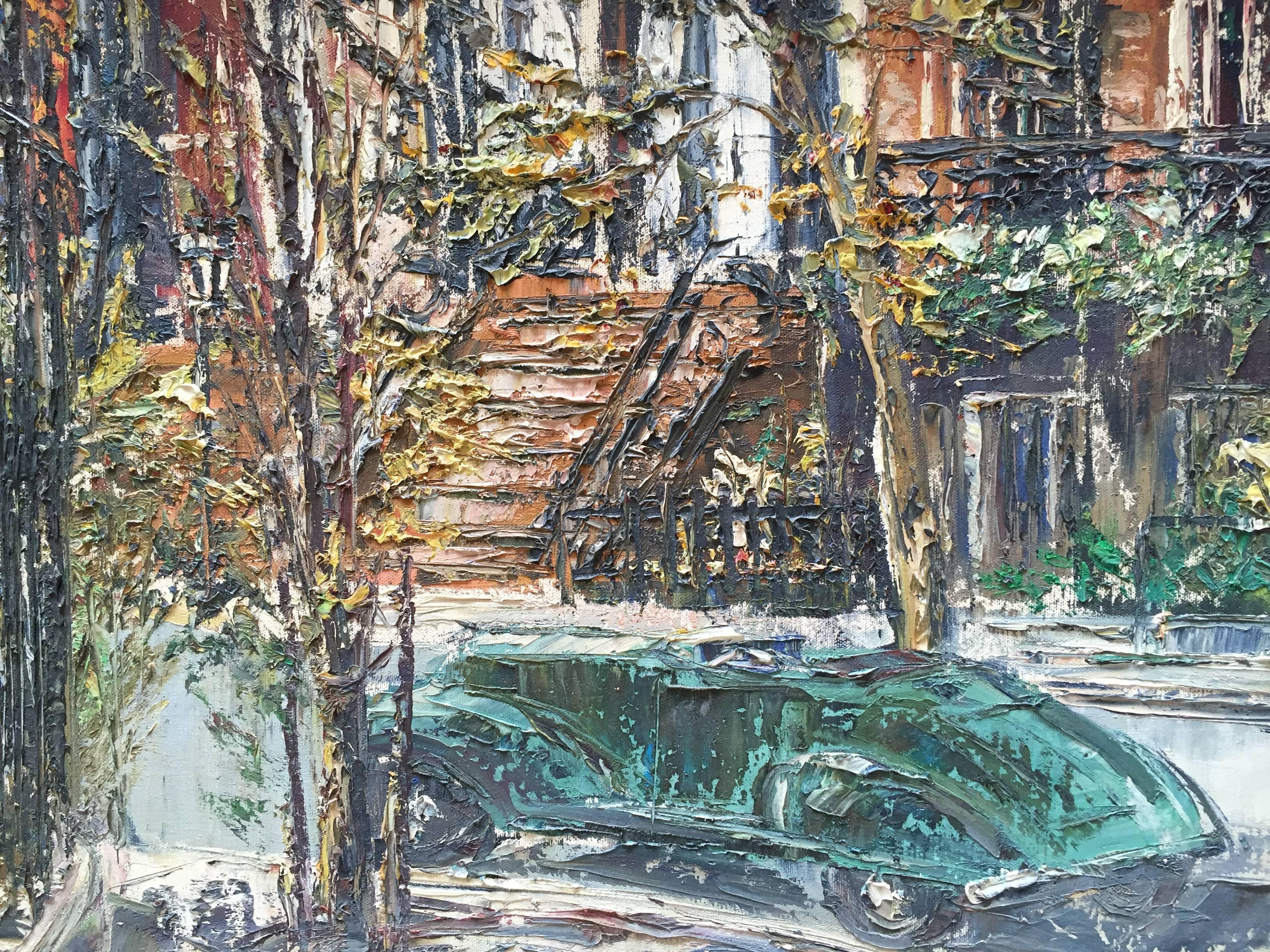 George Bossek Painting of Gramercy Park NYC, 1950s 2