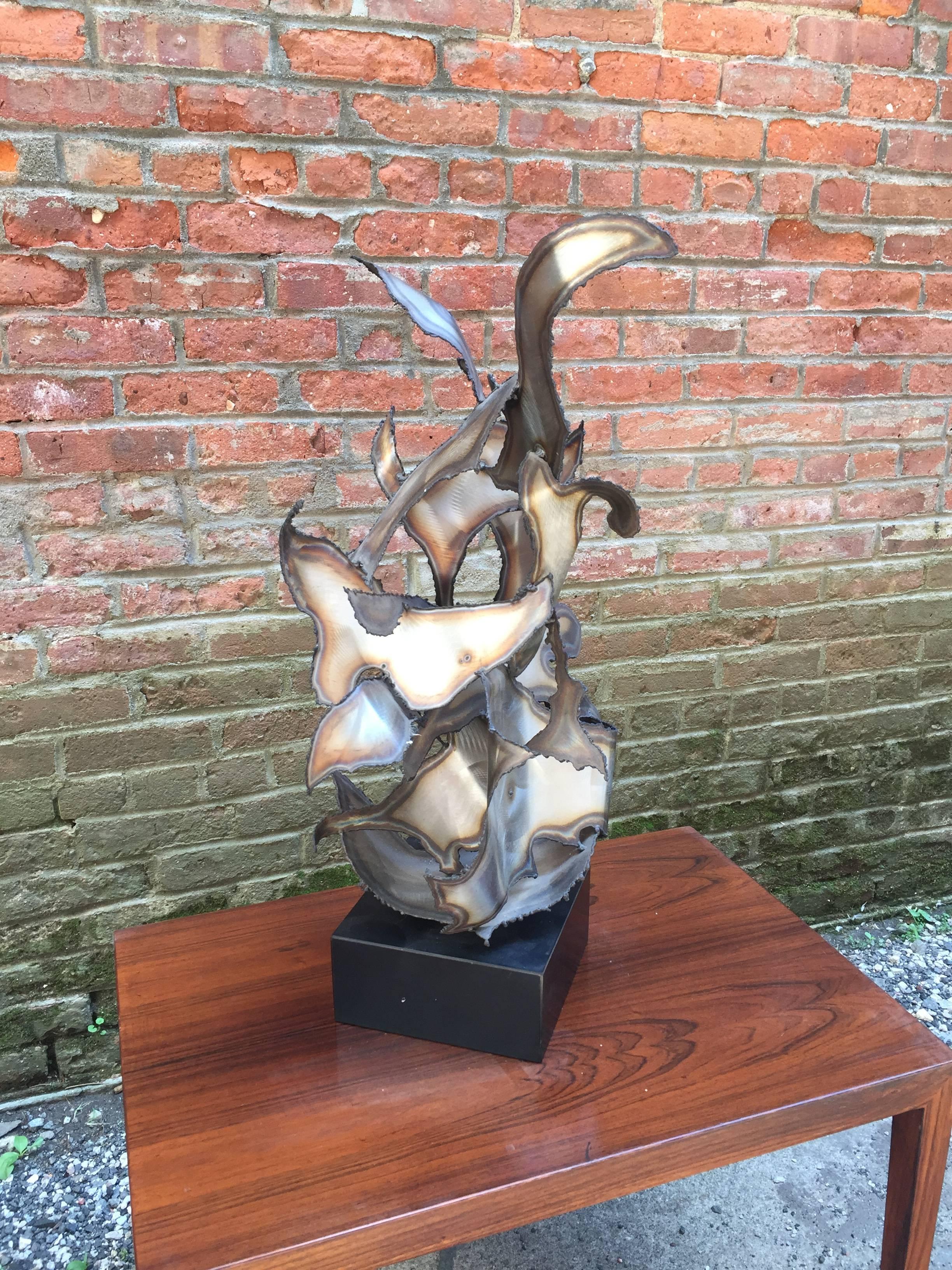 Mid-20th Century 1967 Torch Cut Brutalist Metal Sculpture Signed George Kafka