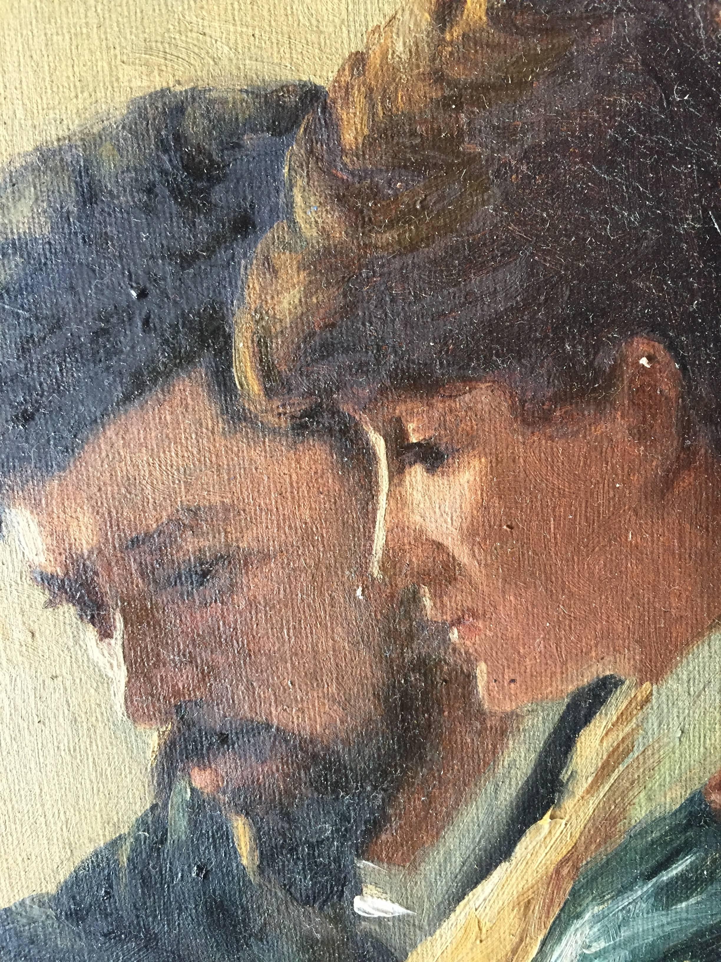 Victorian Antonio Godoy Piano Lesson Oil on Canvas Painting