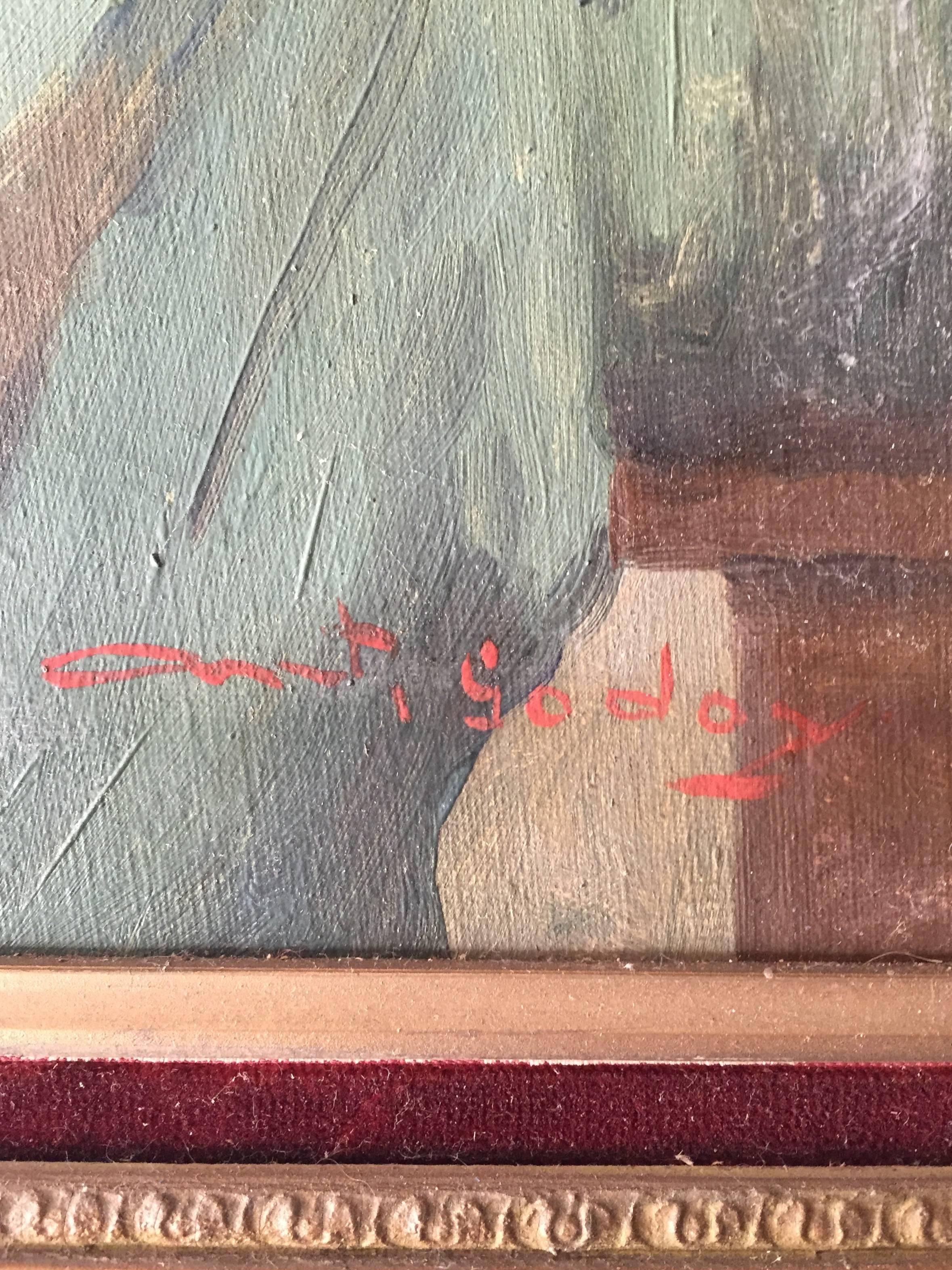 Mexican Antonio Godoy Piano Lesson Oil on Canvas Painting