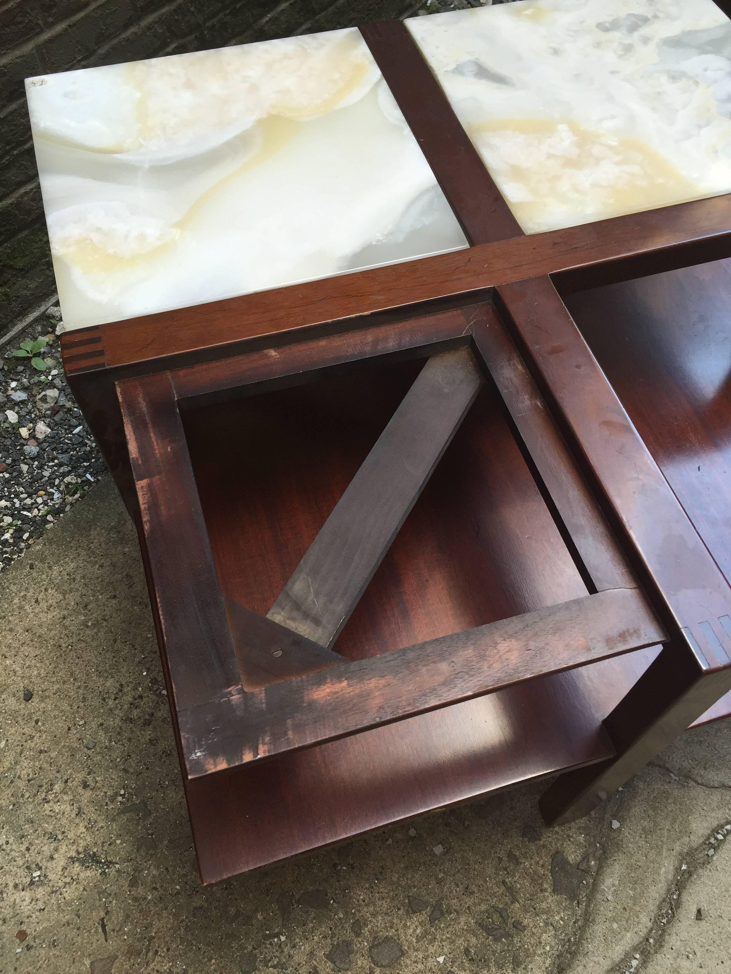 Mid-20th Century Edmund Spence Moderne Onyx and Mahogany Table