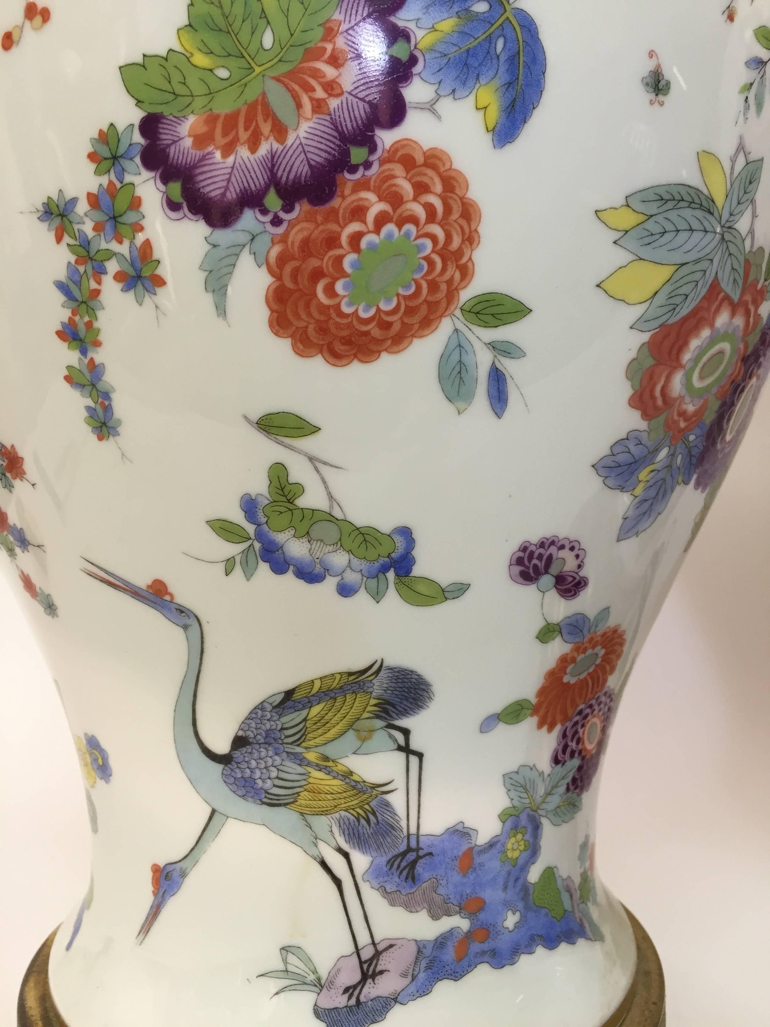 Mid-20th Century Pair of Asian Inspired German Porcelain Ginger Jar Lamps