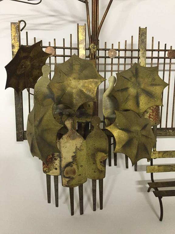 Curtis Jere Rainy Day Park Bench Metal Wall Sculpture Artisan House For