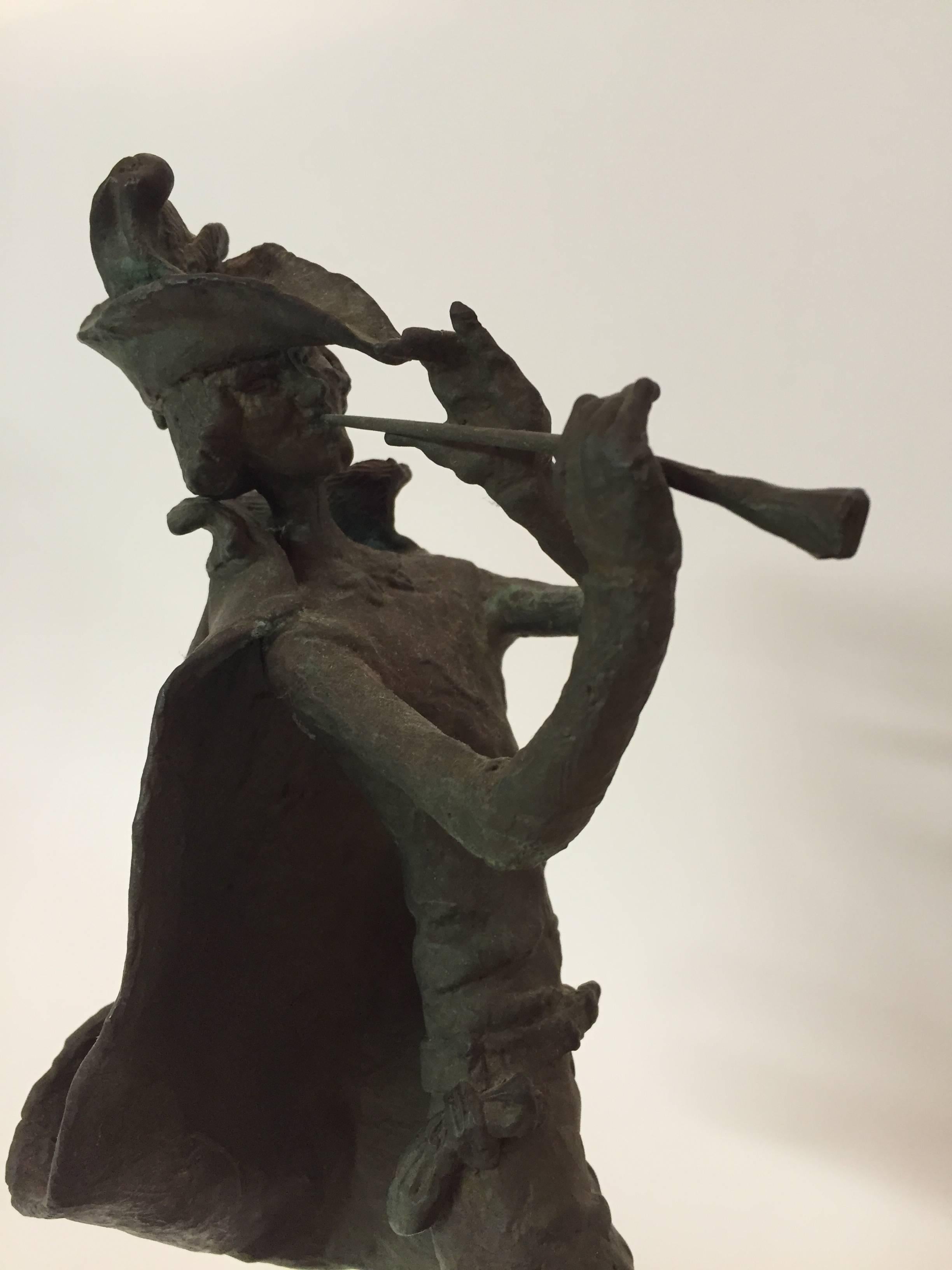 Modernist Pied Piper of Hamelin Bronze Sculpture 1