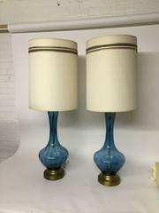 Mid-Century Modern Blaue Glas-Tischlampen