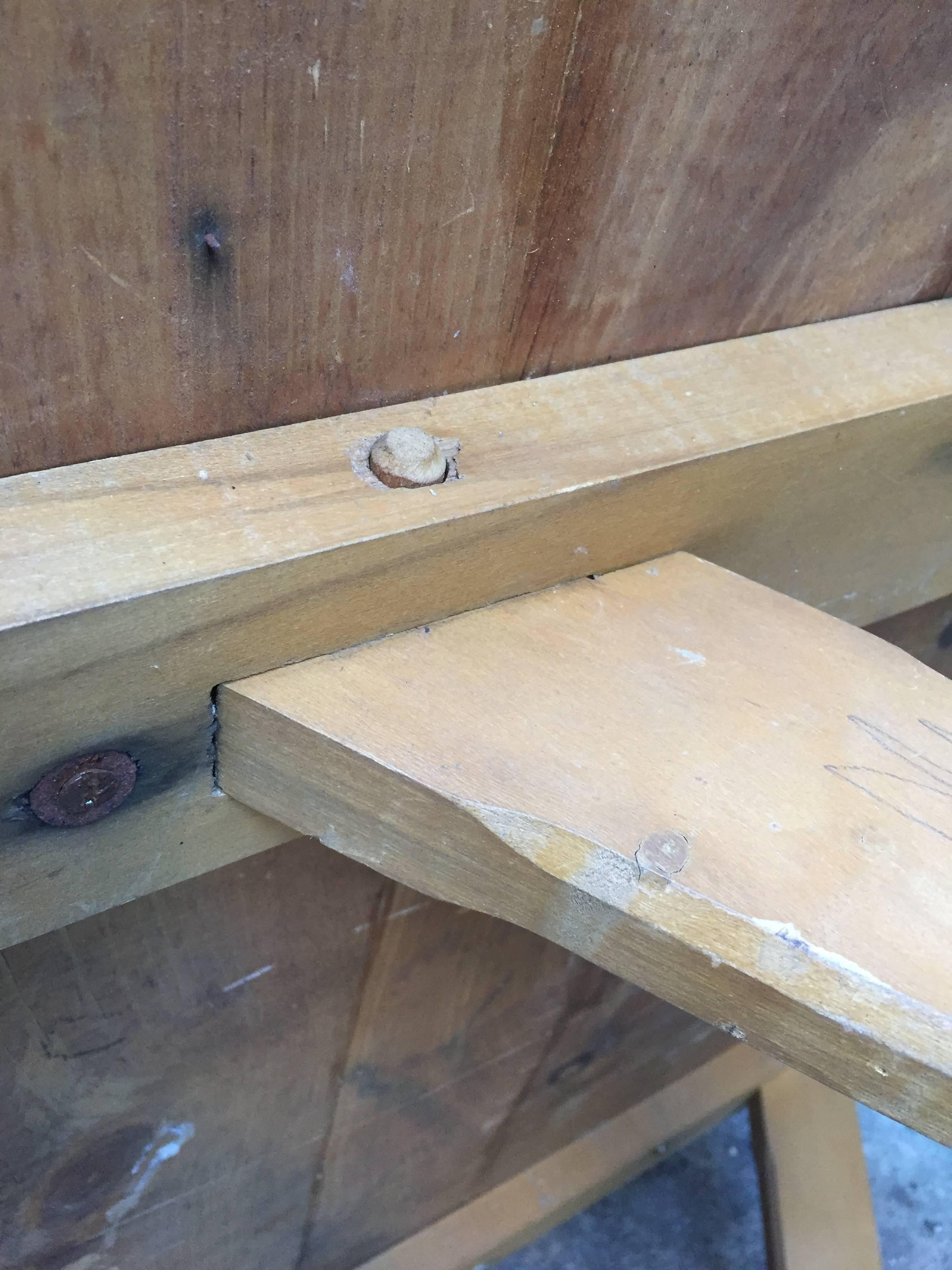 Mid-20th Century Distressed Clipped Corner Sawbuck Farm Table