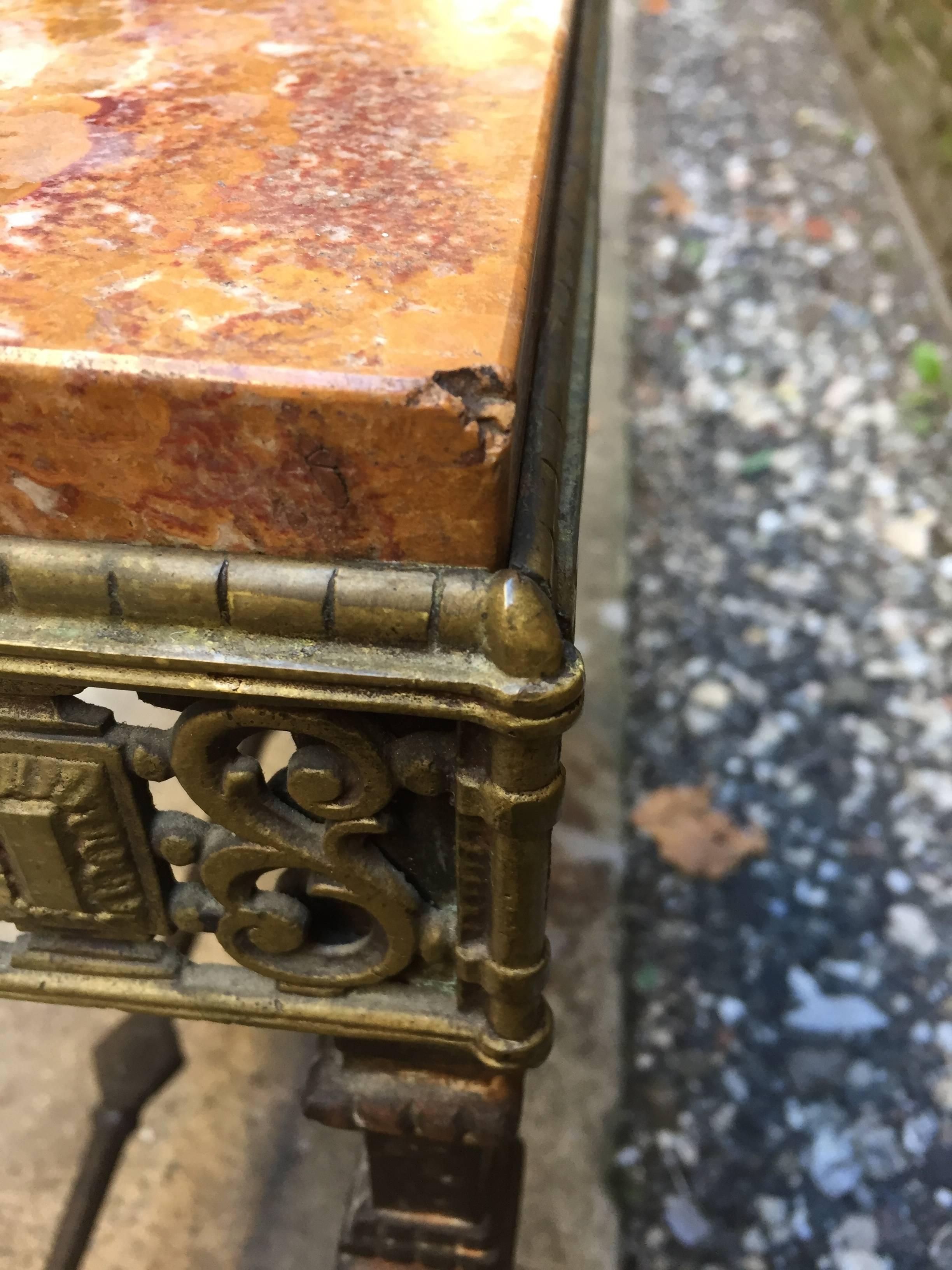 Oscar Bach Style Iron and Marble-Top Table 3