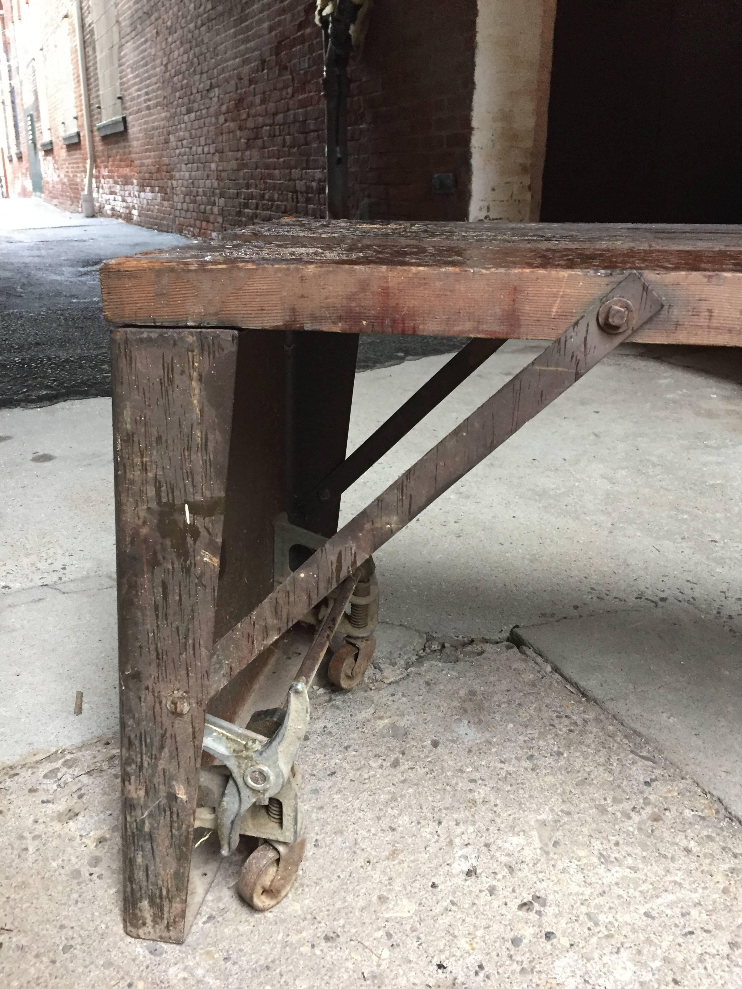Industrial Lathe Bench In Distressed Condition In Garnerville, NY