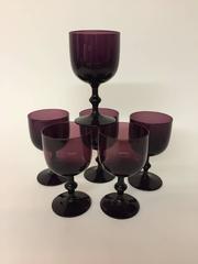 Set of Six Carlo Moretti Amethyst Glass Goblets