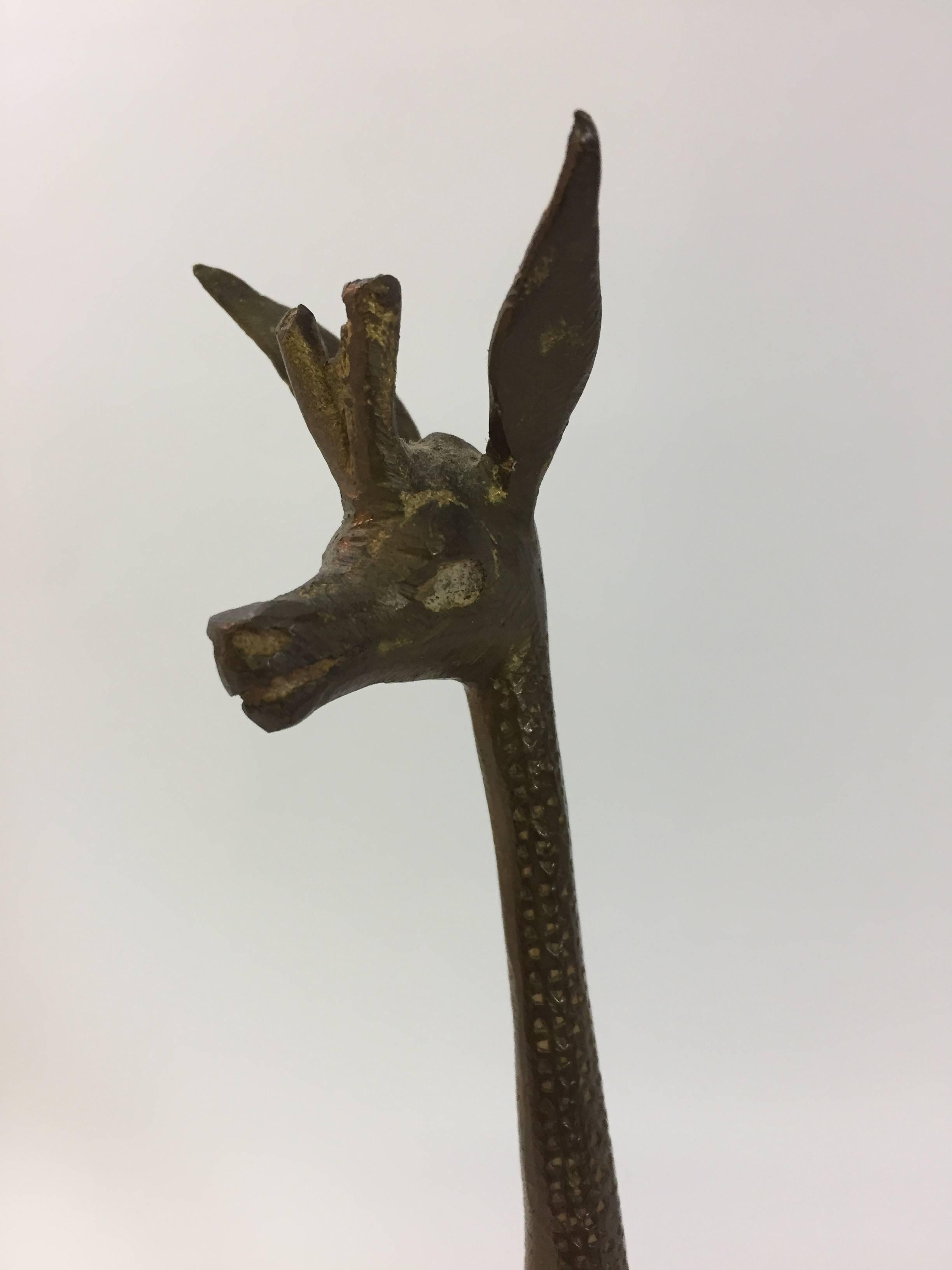 Unknown Cast Brass Baby Giraffe in the Manner of Frederick Weinberg