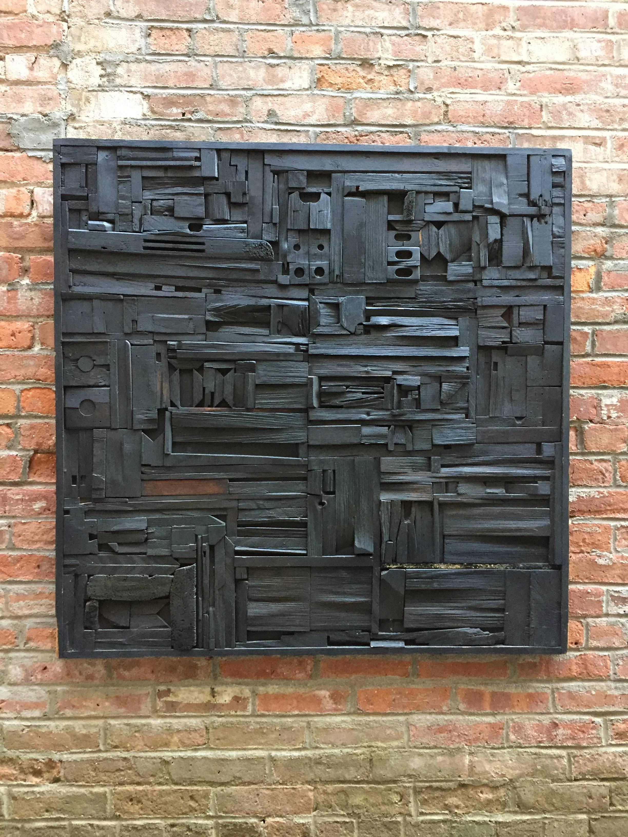 Amazing and large wood assemblage by Czech artist Zbynek Sekal (1923-1998). The piece is signed and dated both on the back and the side of the upper right hand corner of the frame. Sekal's work is European Brutalism at its very best and reminiscent