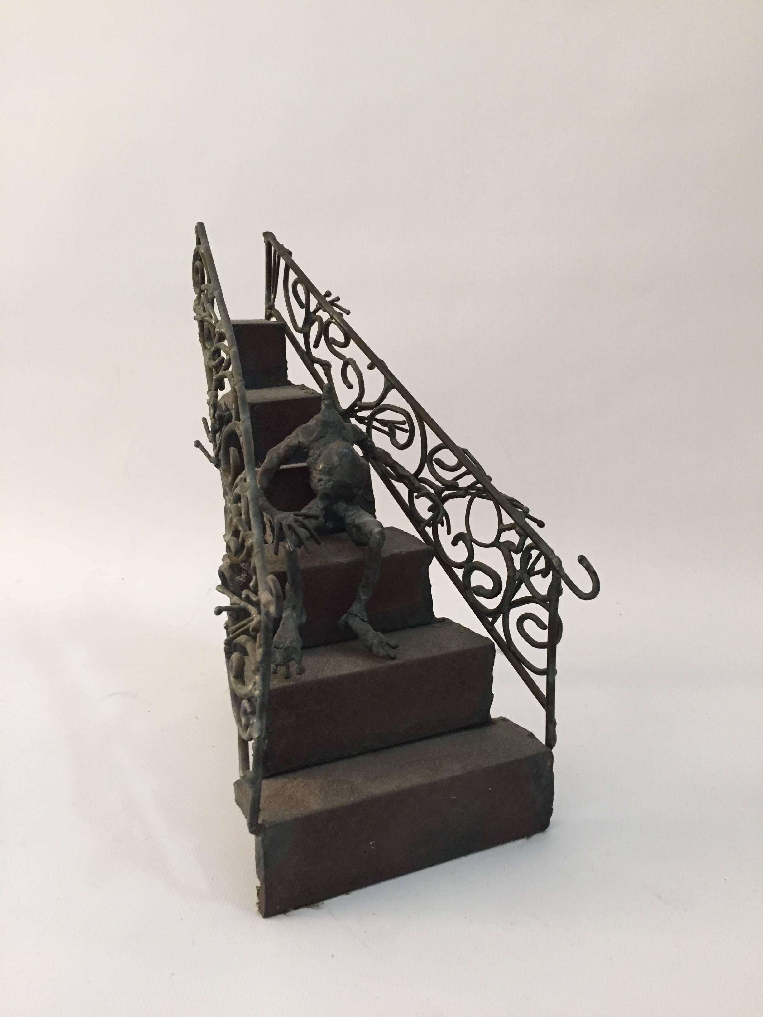 Macabre Surreal Brutalist Steel Step Sculpture For Sale 4