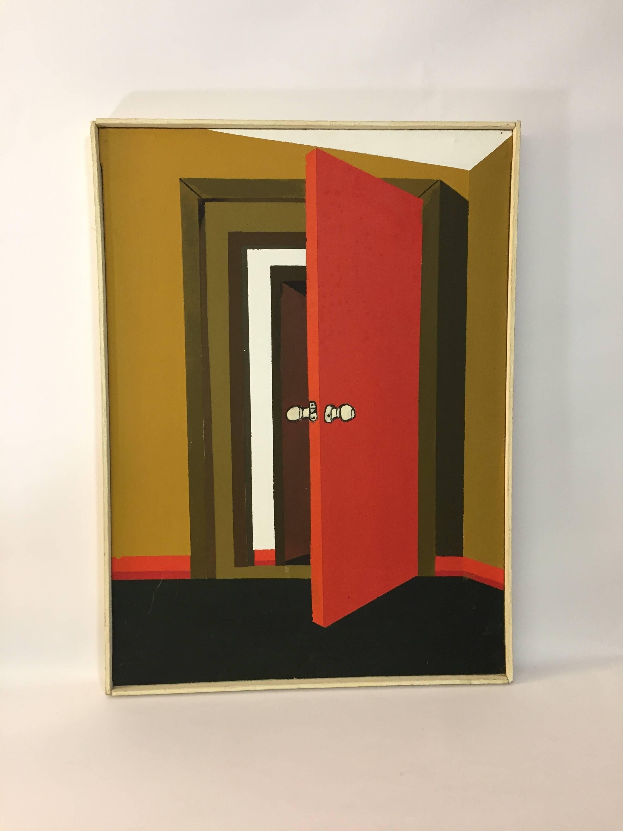 Mid-Century Modern Eric Rosedale 1970s Hard Edge Door Painting