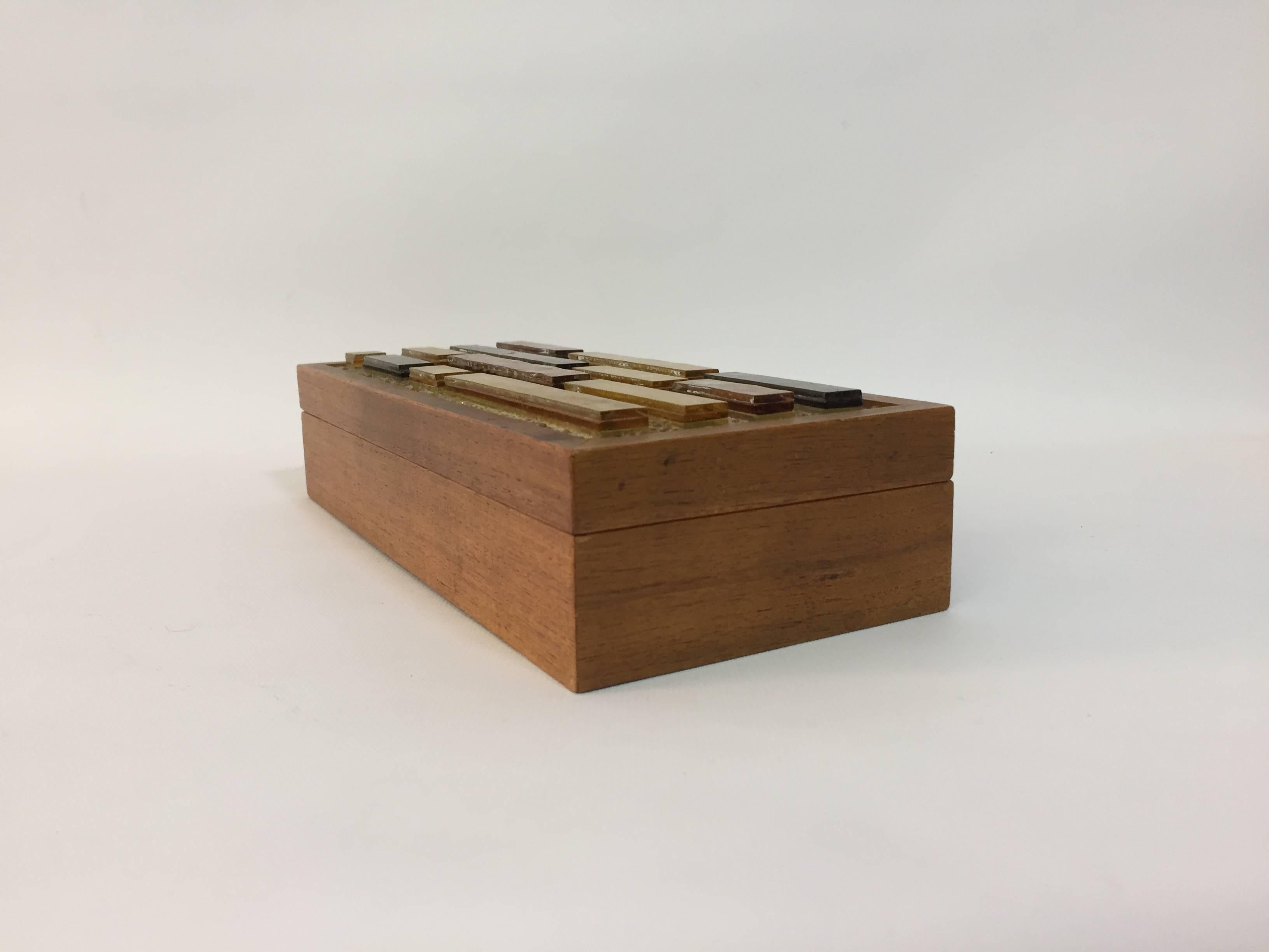Italian Mid-Century Modern Glass and Walnut Keepsake Box