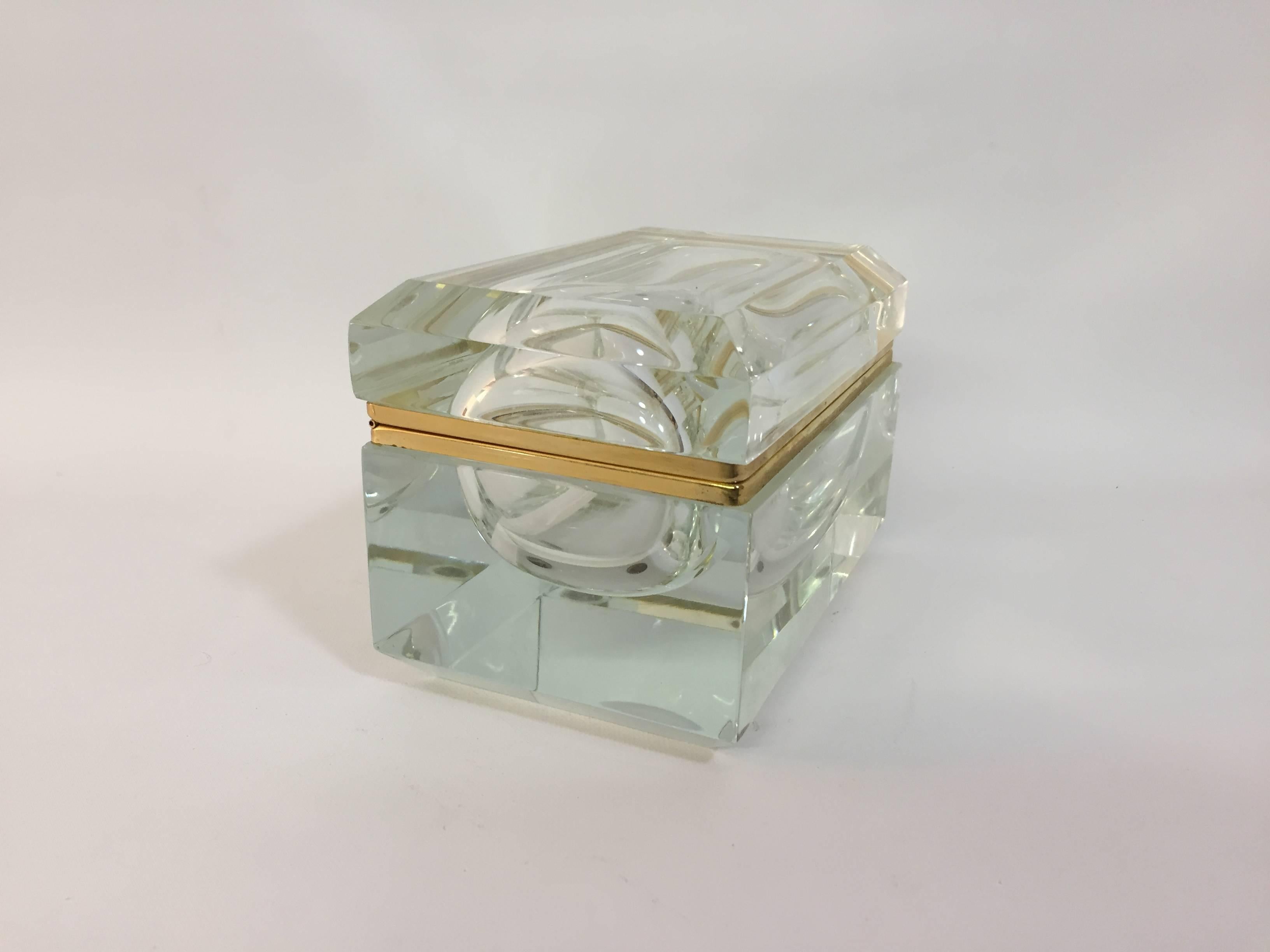 Mid-Century Modern Alessandro Mandruzzato Faceted Italian Glass Box