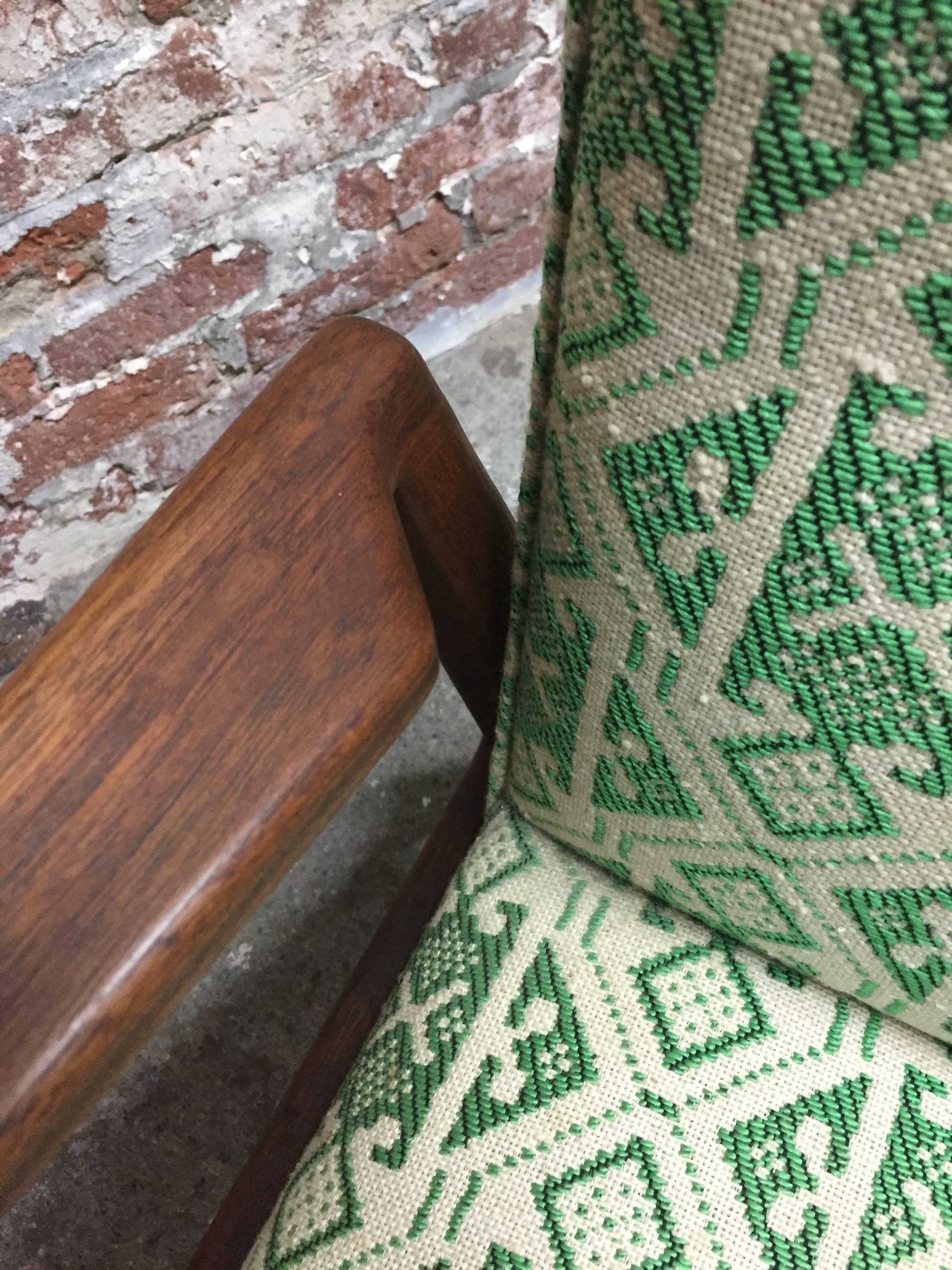 Upholstery Pair of Jens Risom Design Modern Walnut Armchairs