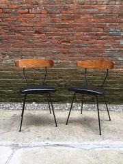 Pair of Iron and Walnut Chairs in the Manner of Clifford Pascoe