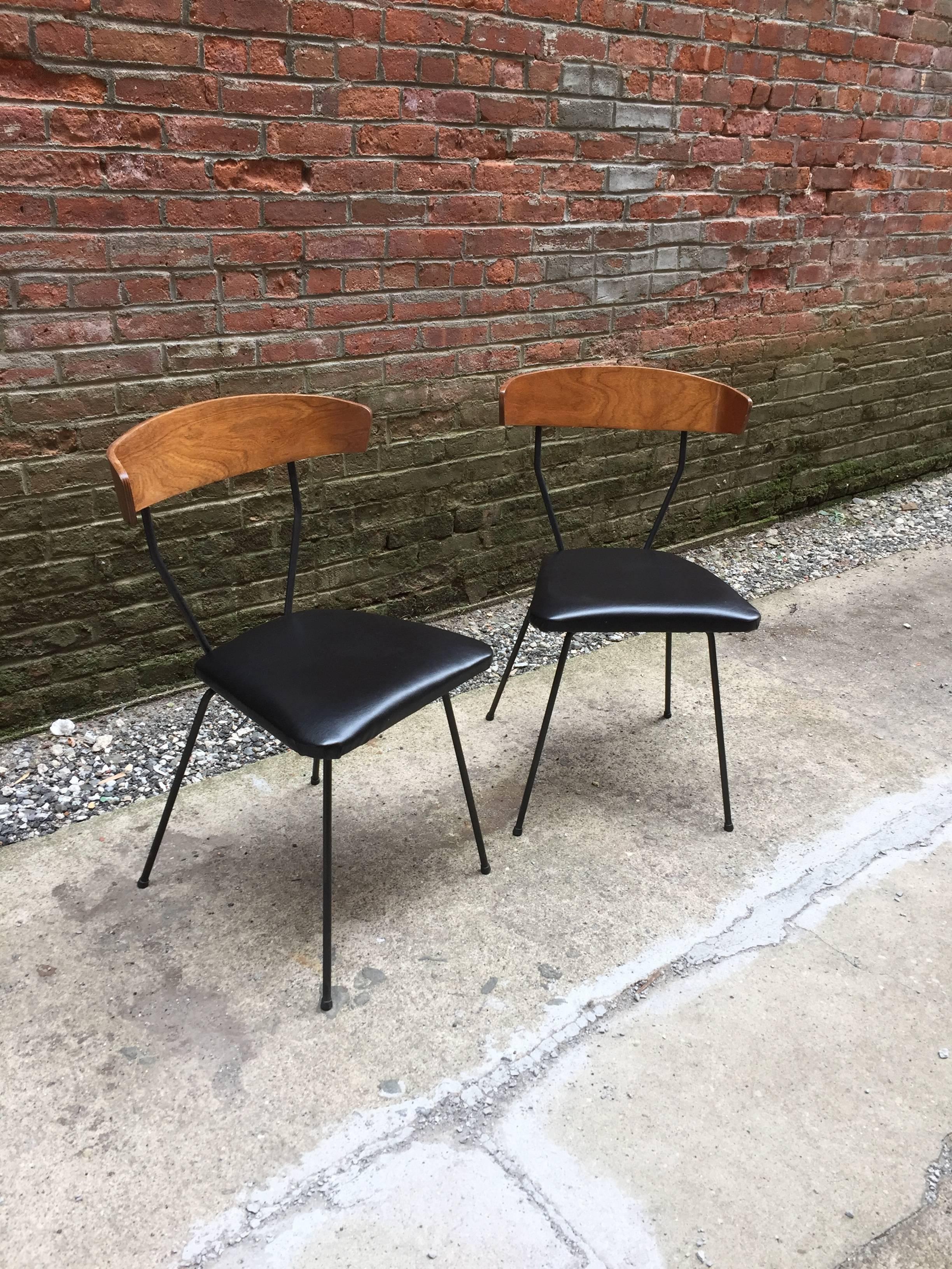 American Pair of Iron and Walnut Chairs in the Manner of Clifford Pascoe