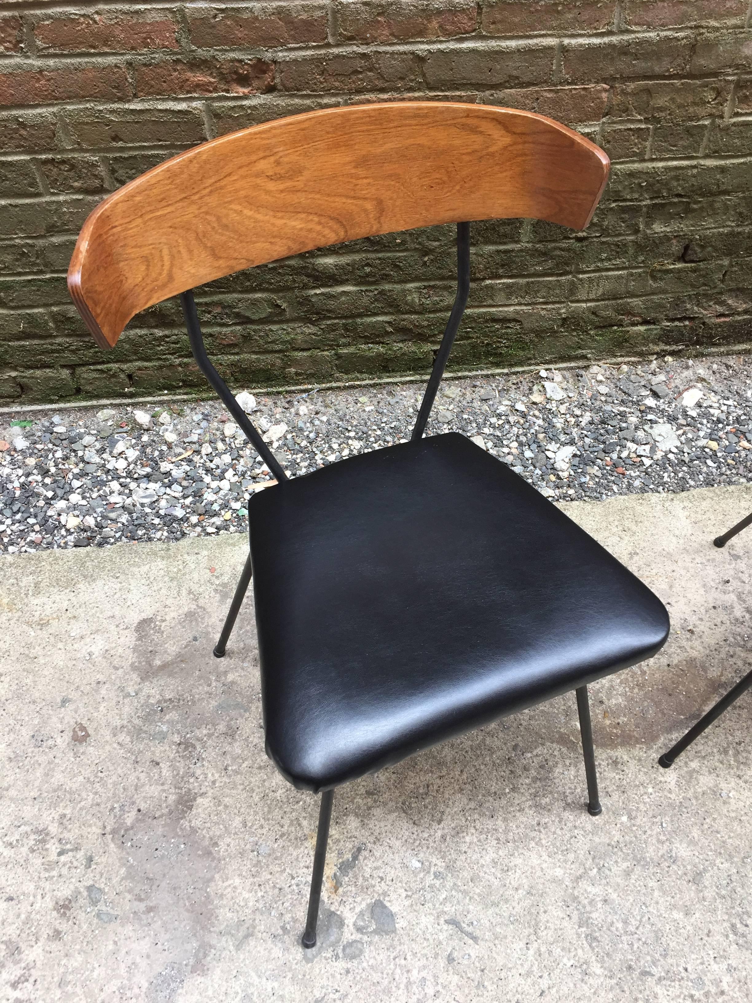 Veneer Pair of Iron and Walnut Chairs in the Manner of Clifford Pascoe