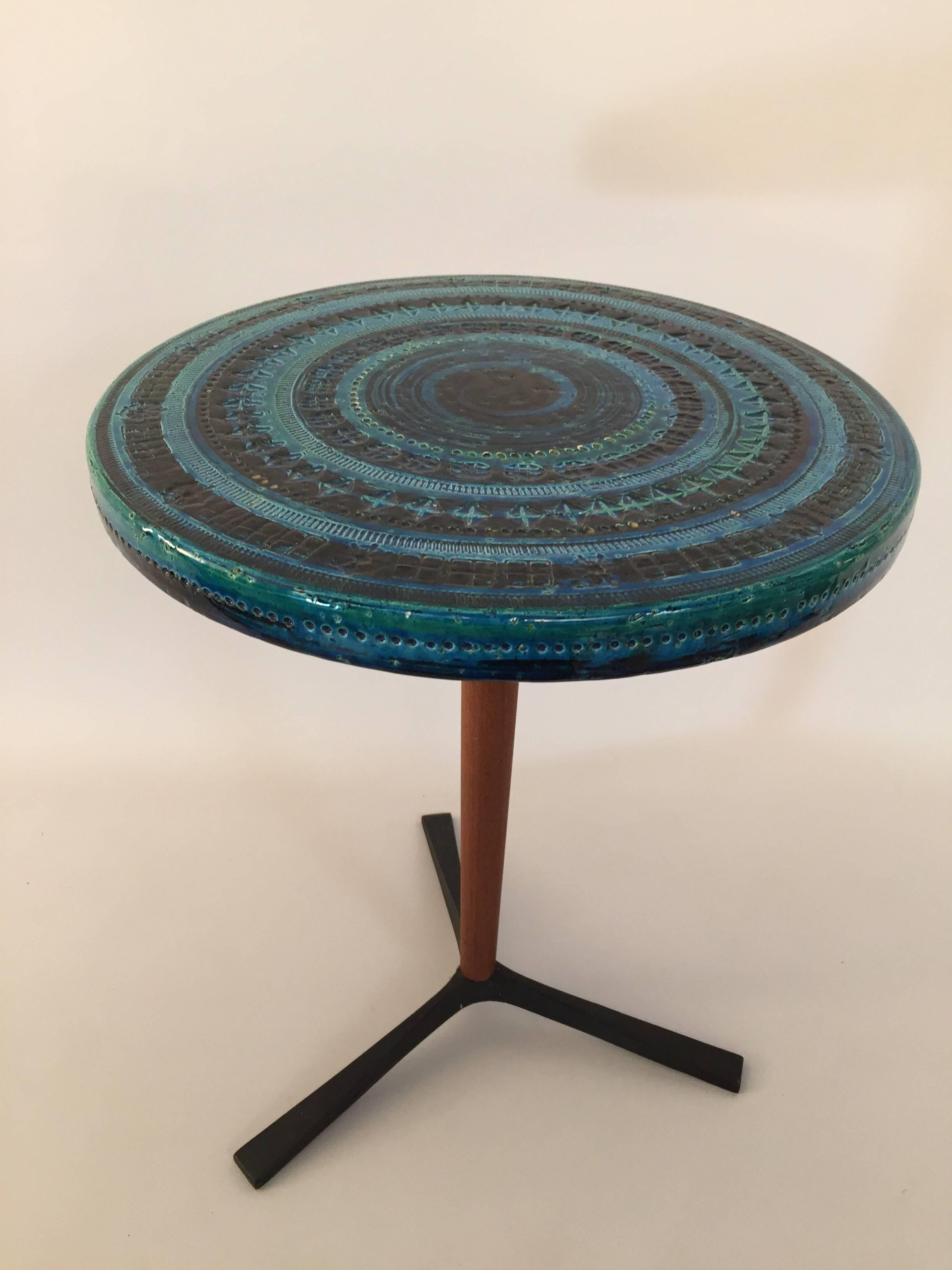 Mid-20th Century Aldo Londi Bitossi Rimini Blue Table