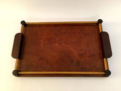 Art Deco Rosewood and Walnut Burl Serving Tray