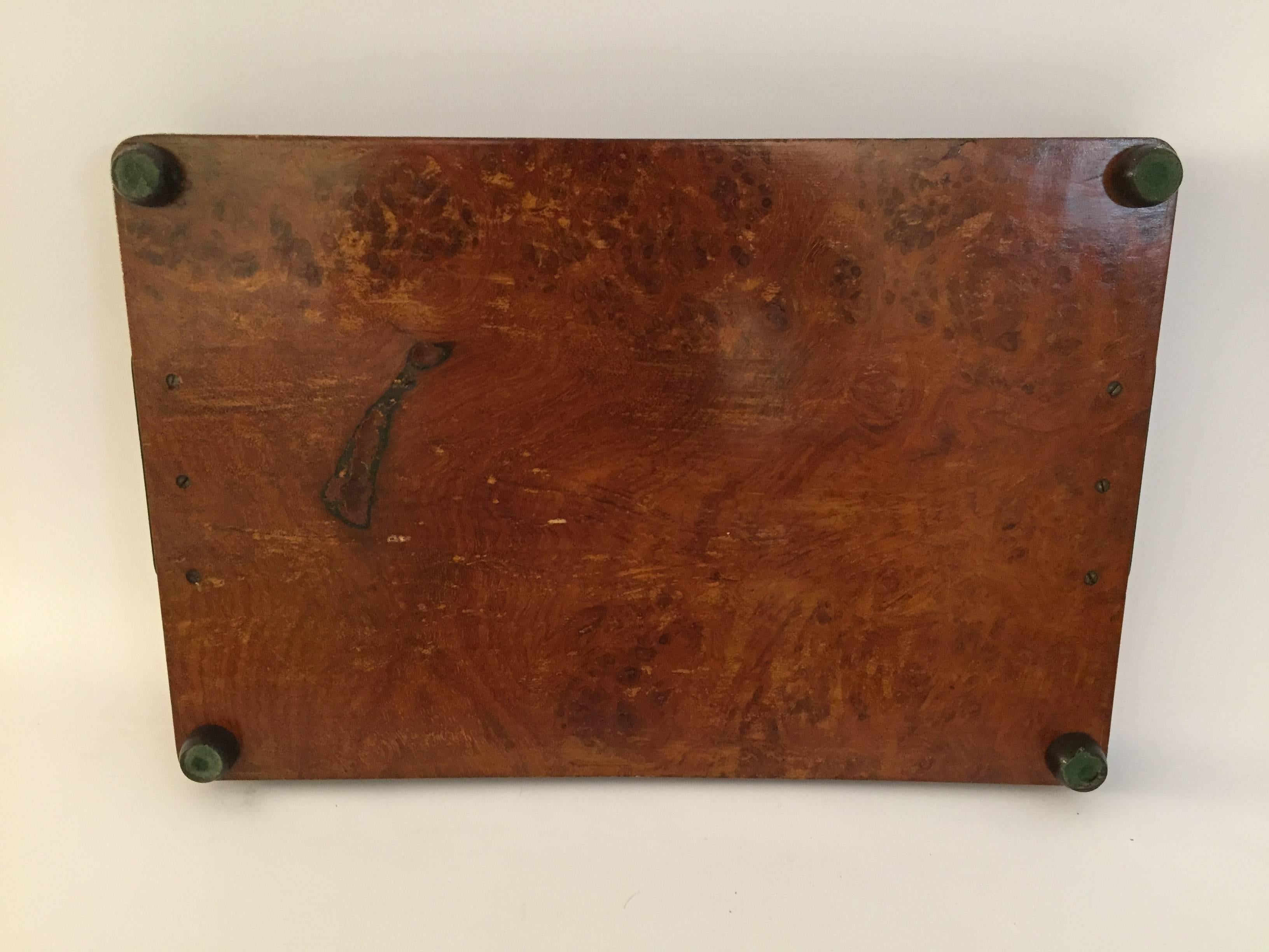 Veneer Art Deco Rosewood and Walnut Burl Serving Tray