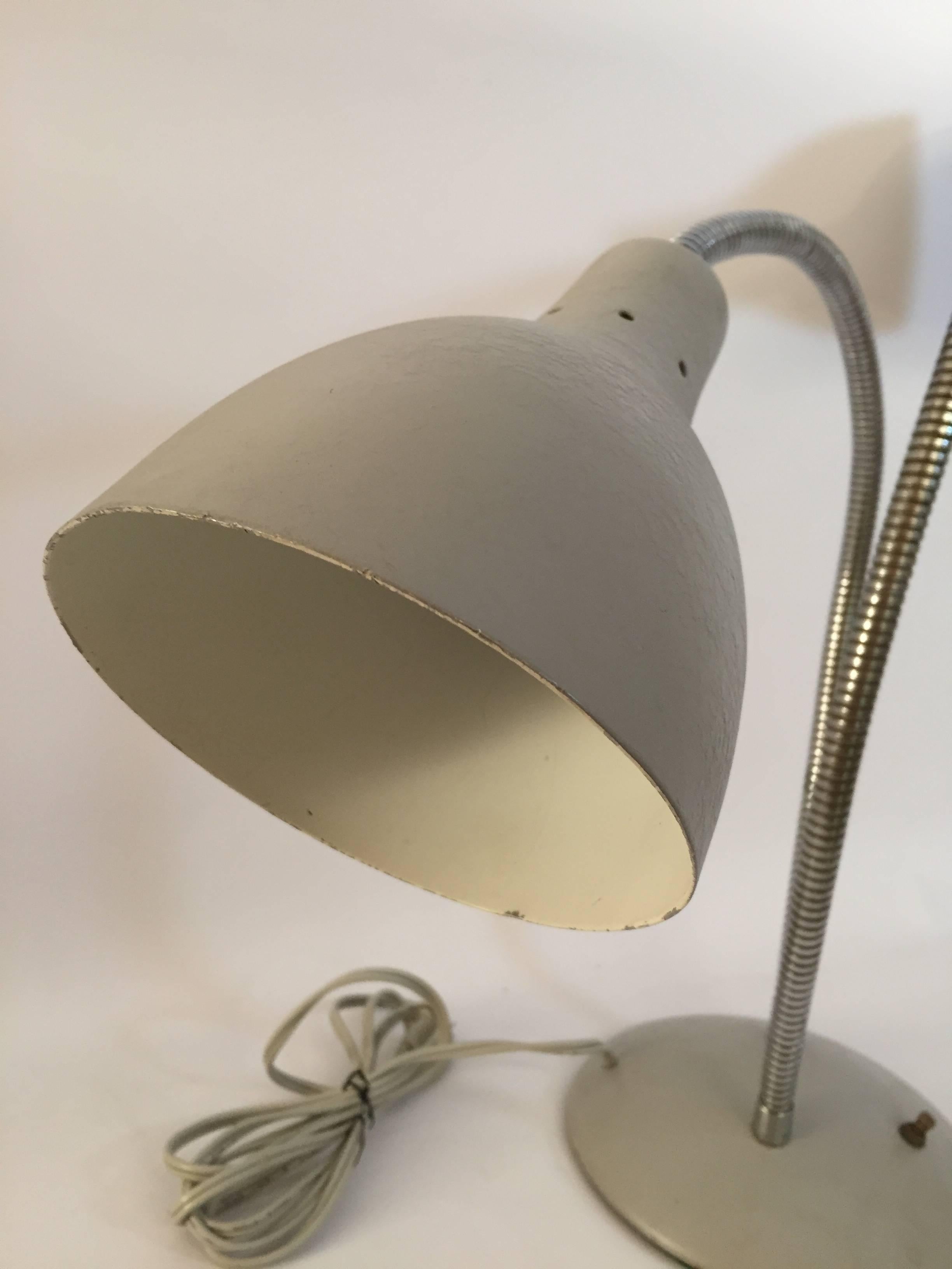 Mid-Century Modern  Double Goose Neck Table Lamp in the Manner of Kurt Versen For Sale